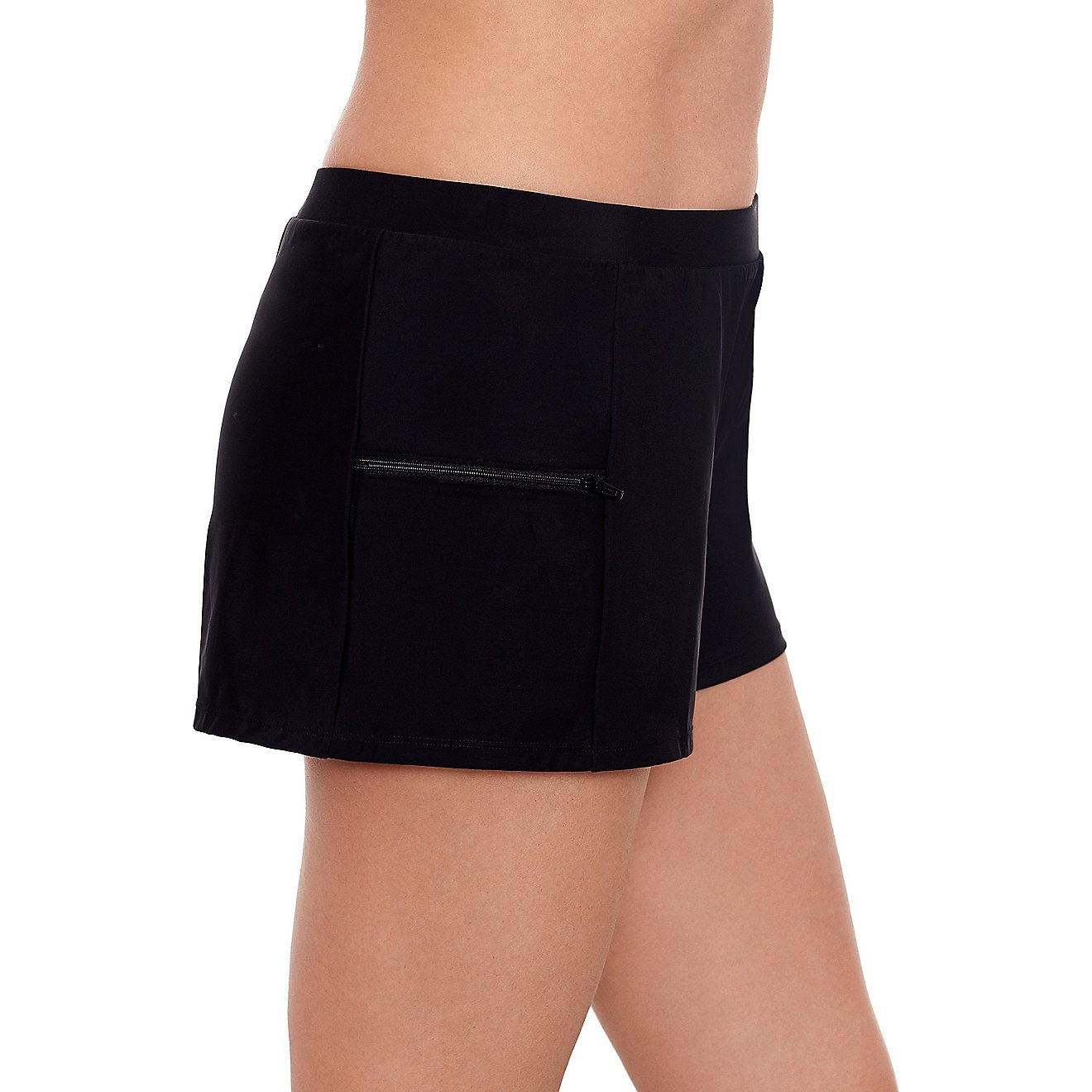 Coastal Cove Women's Solid Double Zip Pocket Swim Shorts                                                                         - view number 3