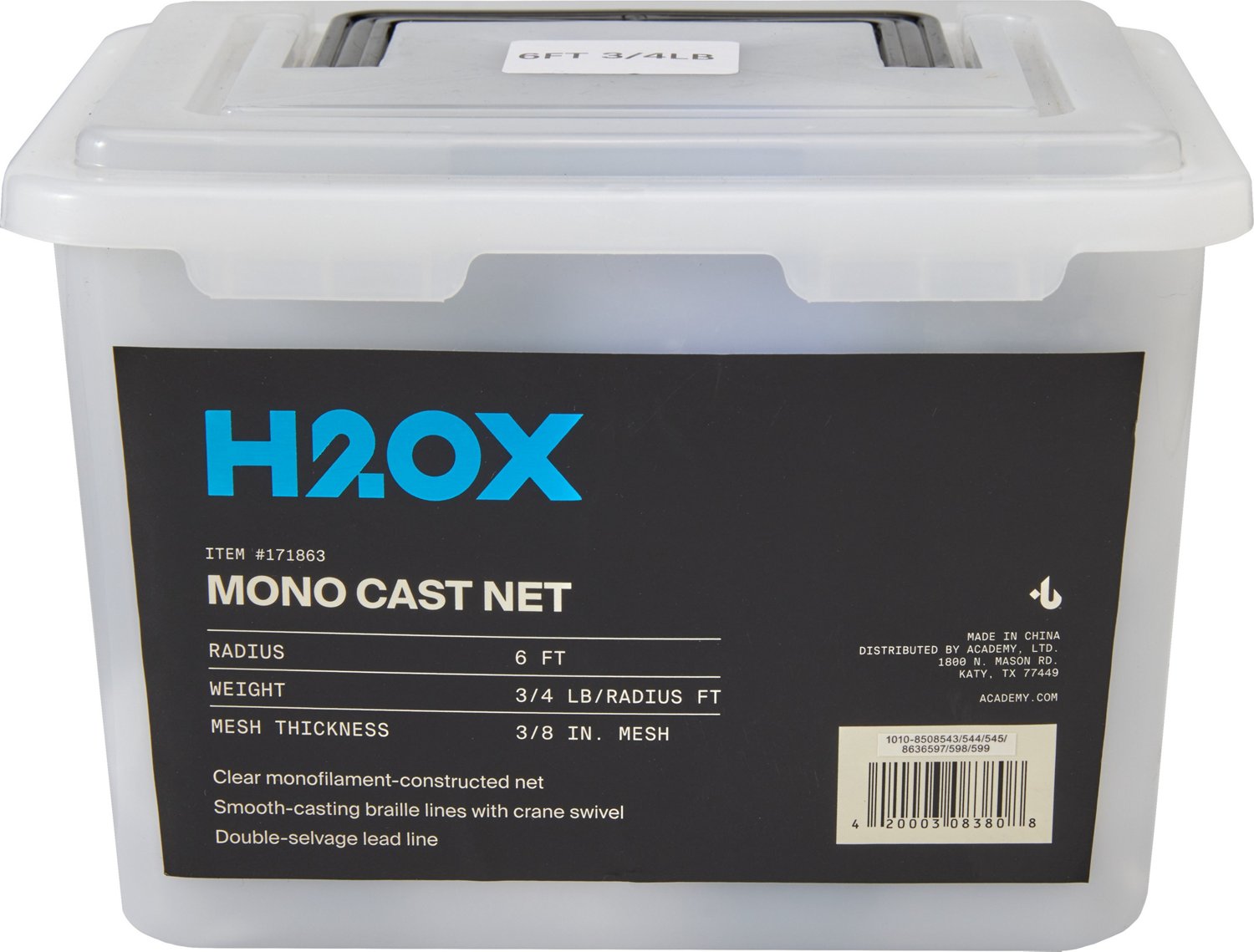 H2OX 6 foot Mono 3/4 Lb Cast Net