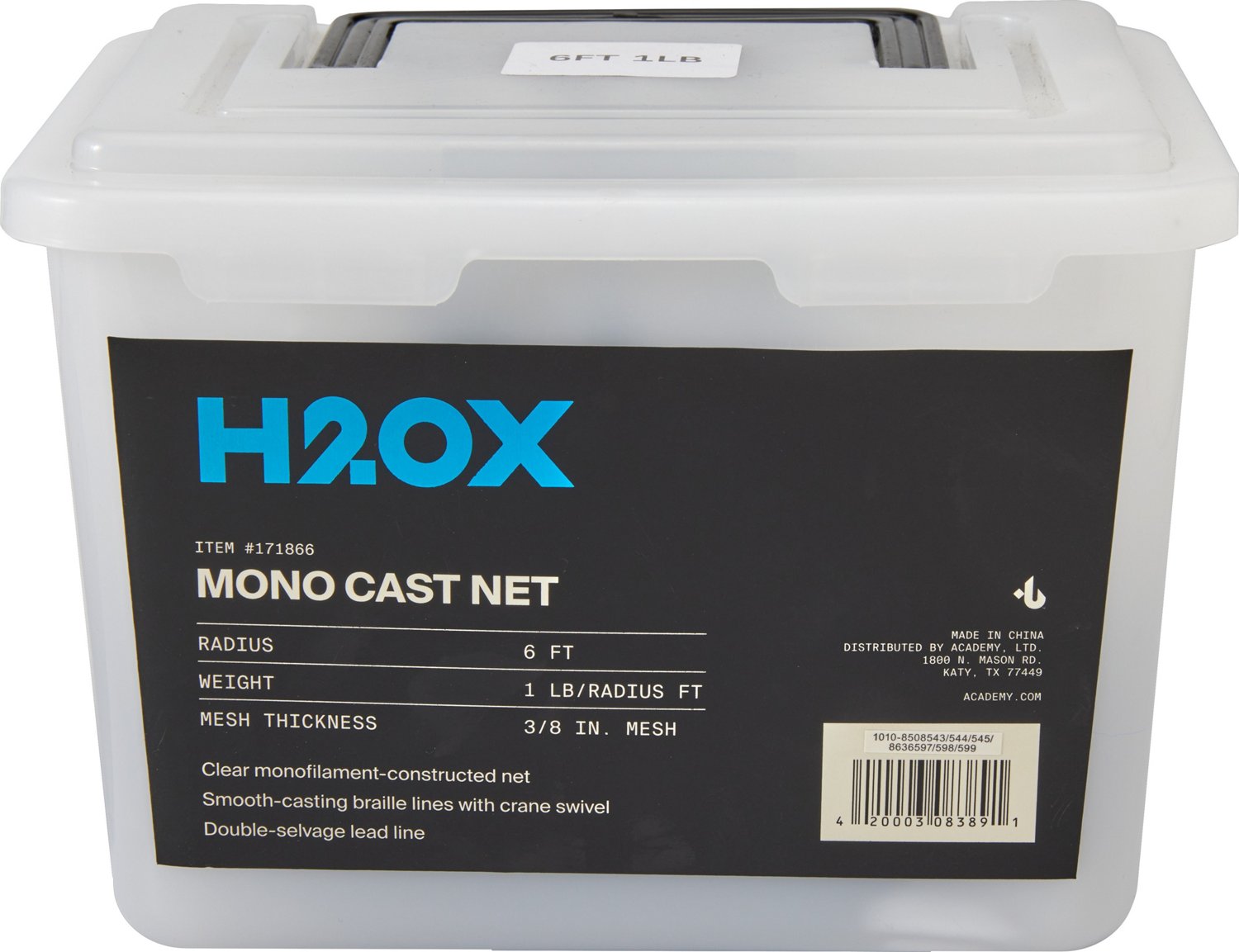 H2OX 6ft 1Lb Monofilament Cast Net