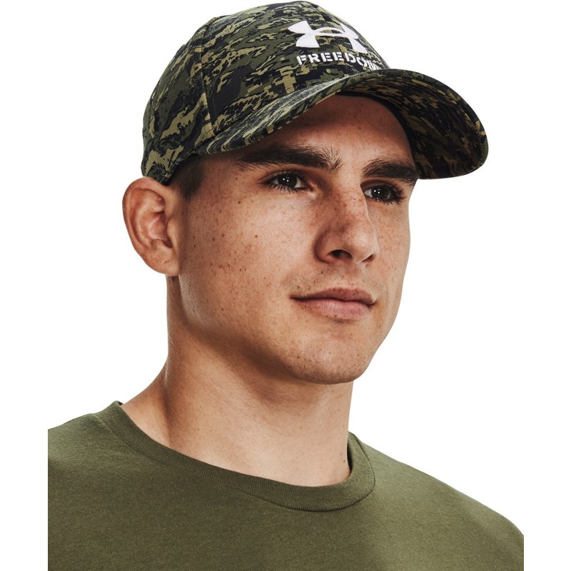 Under Armour Men's UA Freedom Blitzing Hat Baroque Green/White/White, Medium/Large - Men's Hunting/Fishing Headwear at Academy Sports