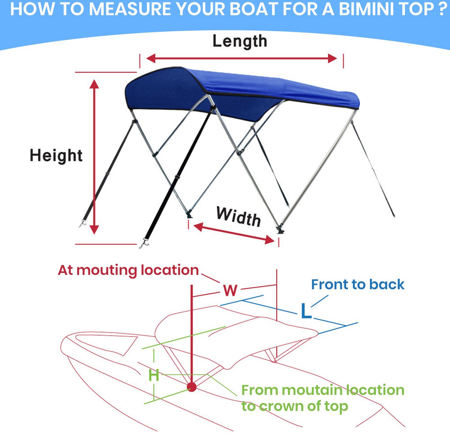 Leader Accessories 3Bow Bimini Top Free Shipping at Academy