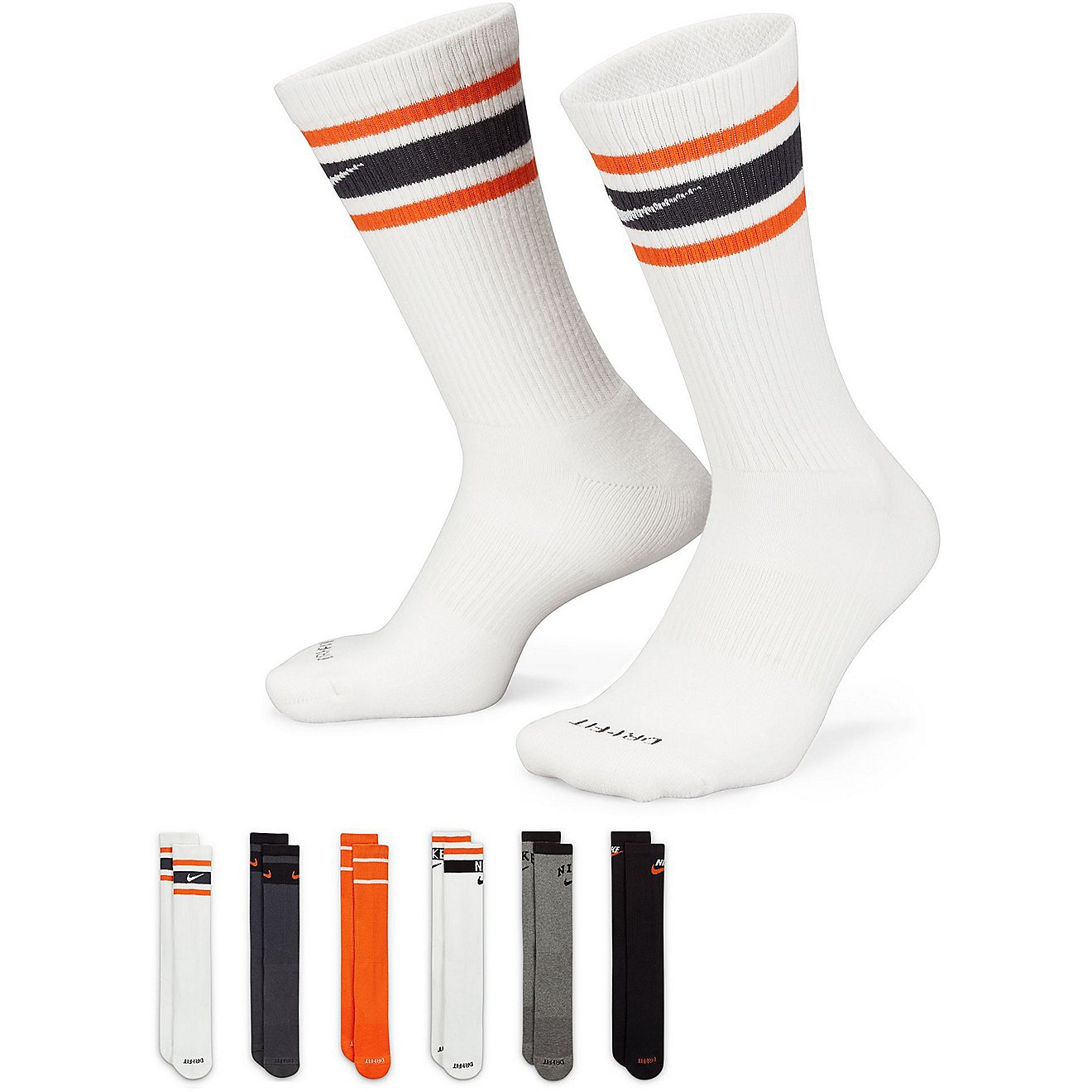 Nike Adults' Everyday Plus Retro Crew Socks 6-Pack                                                                               - view number 1