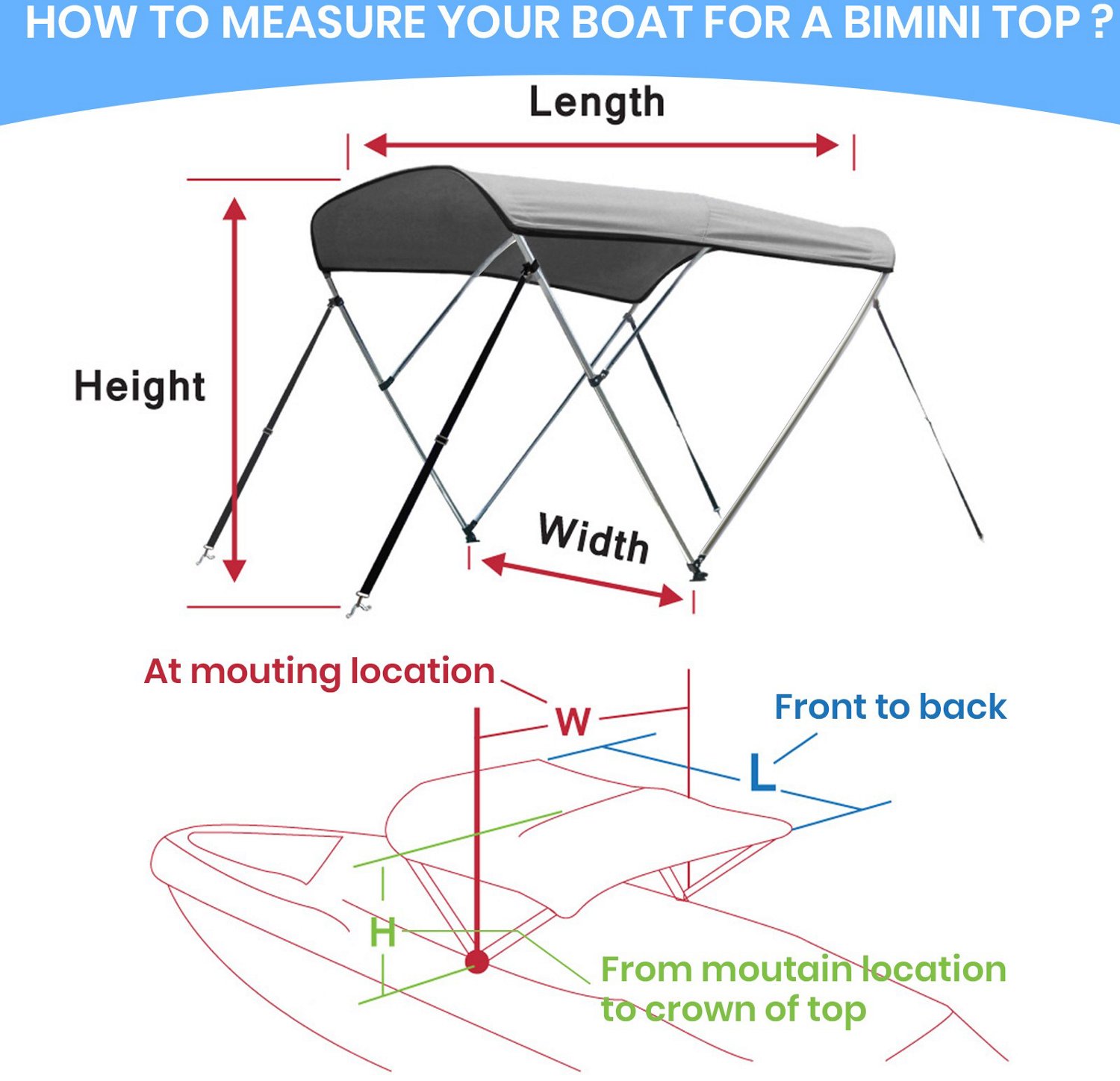 Leader Accessories 4-Bow Bimini Top                                                                                              - view number 3