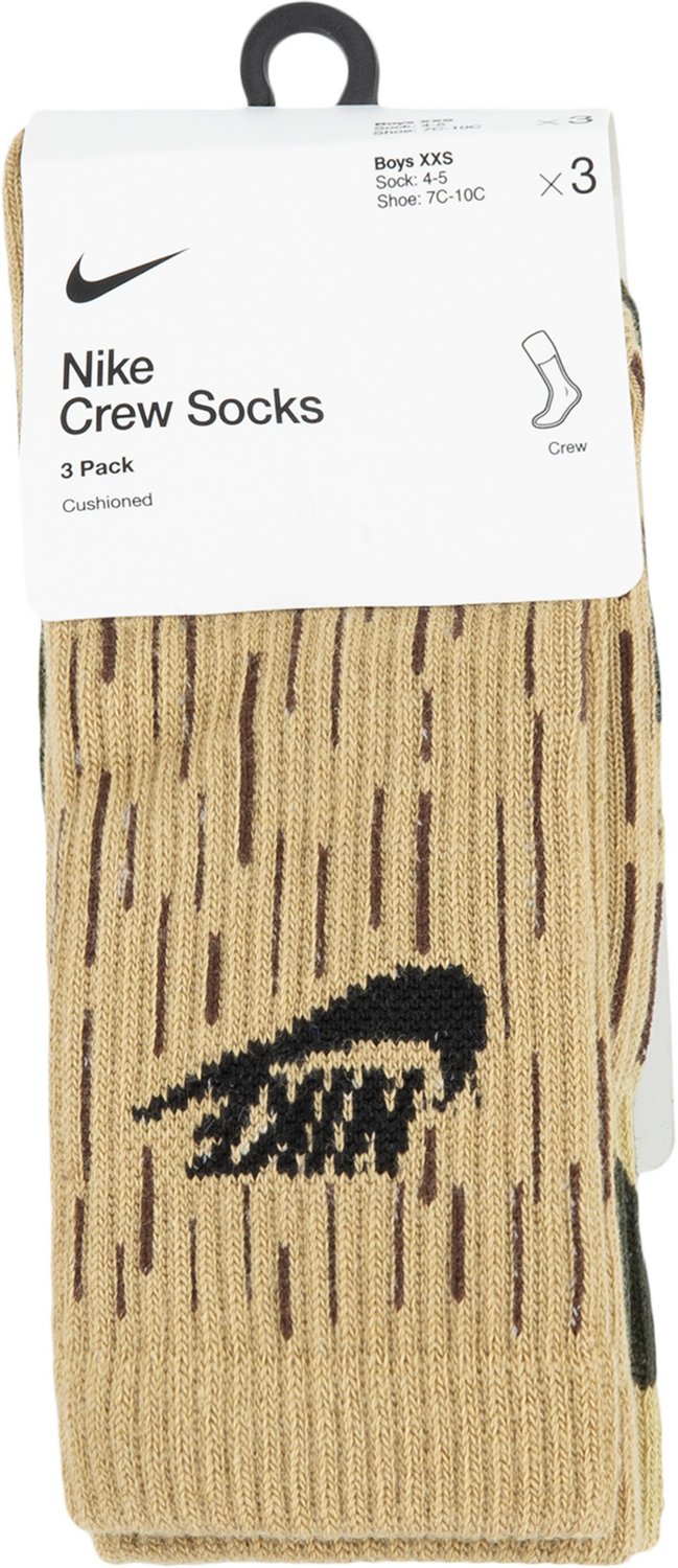 Nike Youth Camo Crew Socks 3Pack Academy