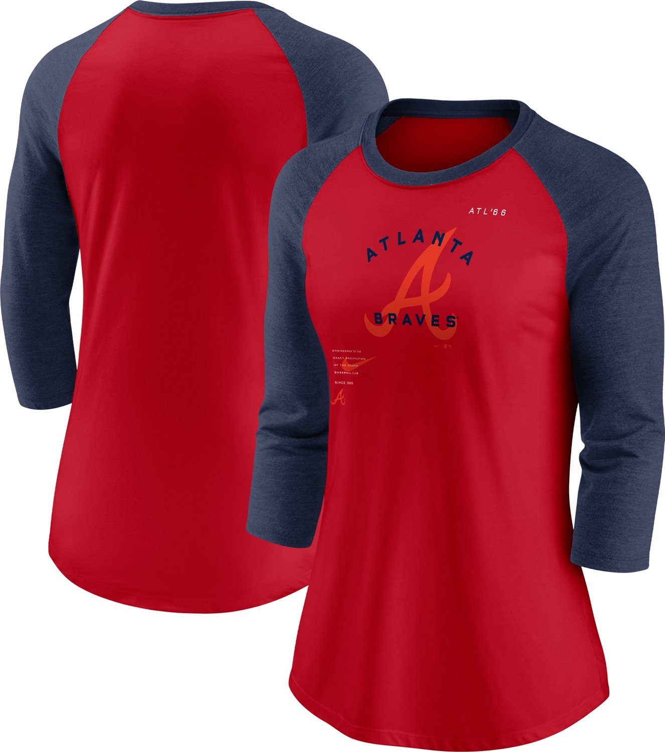 Nike Women's Atlanta Braves Next Up 3/4 Sleeve Raglan Top - view number 3