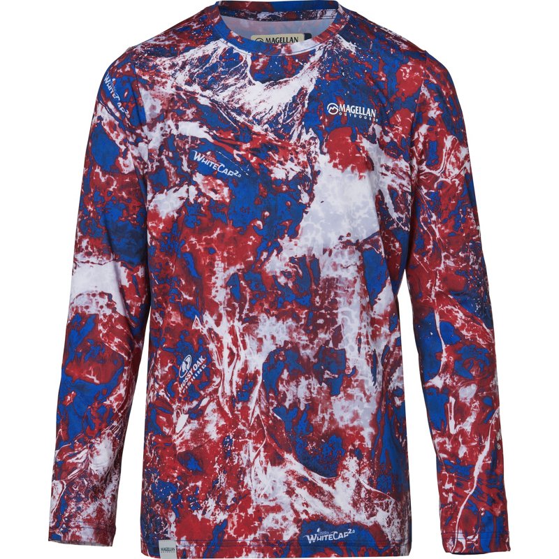 Magellan Outdoors Boys' FishGear MO Whitecap 2.0 Long Sleeve T-Shirt Mossy Oak Americana, X-Small - Boy's Graphic Tees at Academy Sports