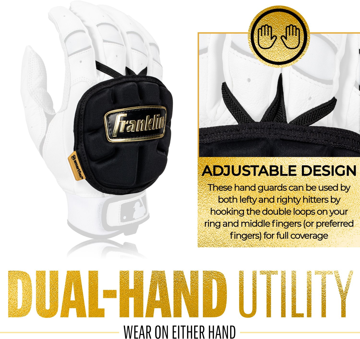 Protège-main Franklin Hand Guard LT PRT Pour Baseball - Taille L, Noir - Usage Gaucher/droitier