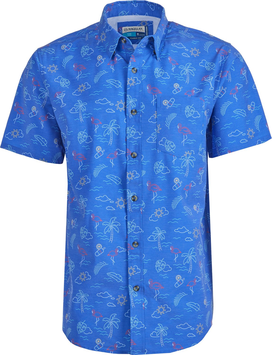 Magellan Outdoors Men’s Shore and Line Washed Out Pocket ButtonDown