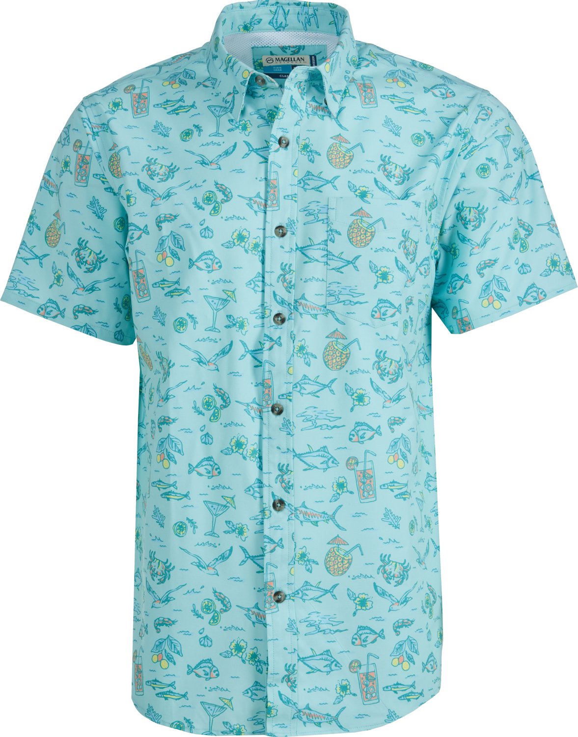 Magellan Outdoors Men’s Shore and Line Washed Out Pocket ButtonDown