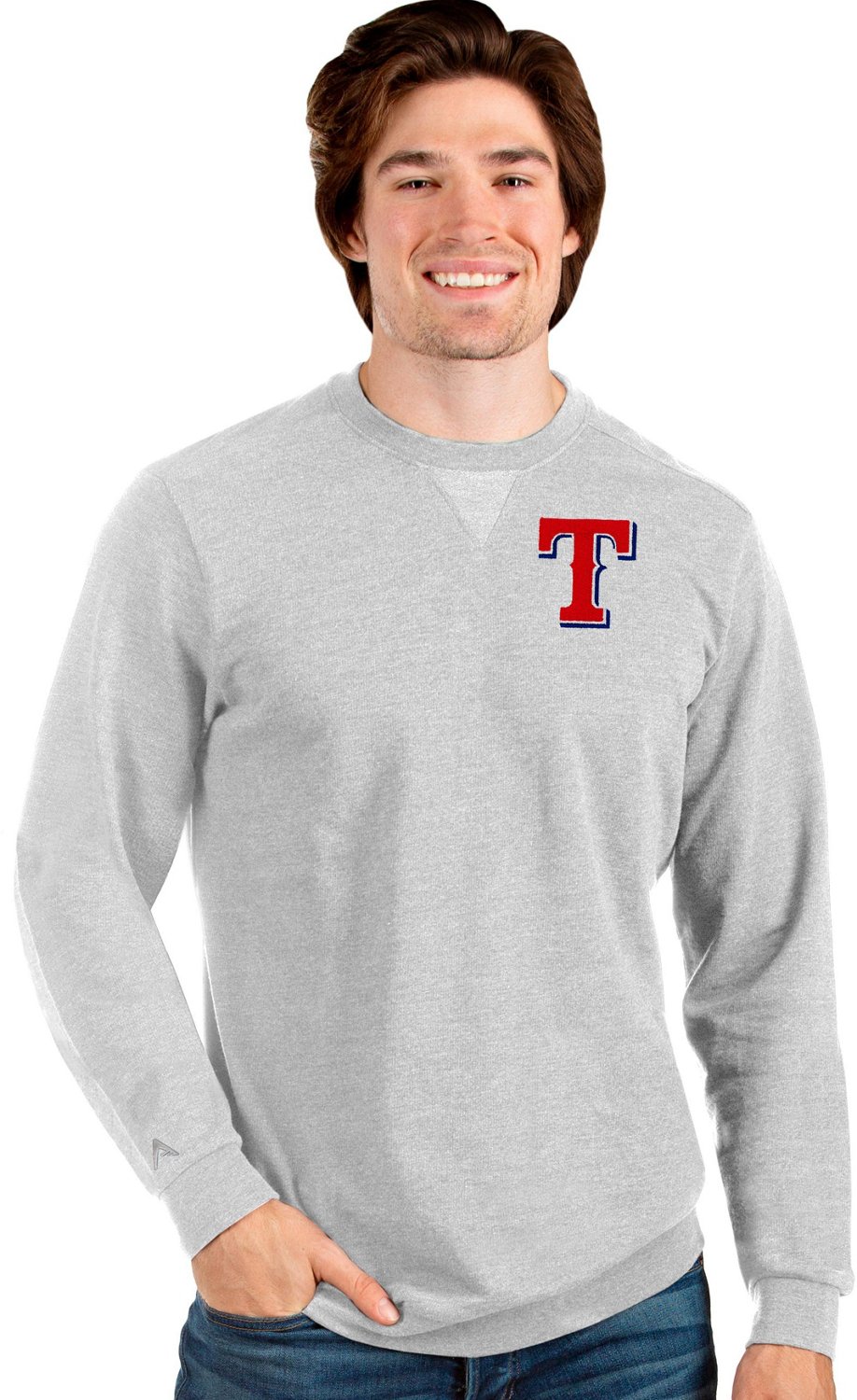 Antigua Men's Texas Rangers Action Crew Sweatshirt