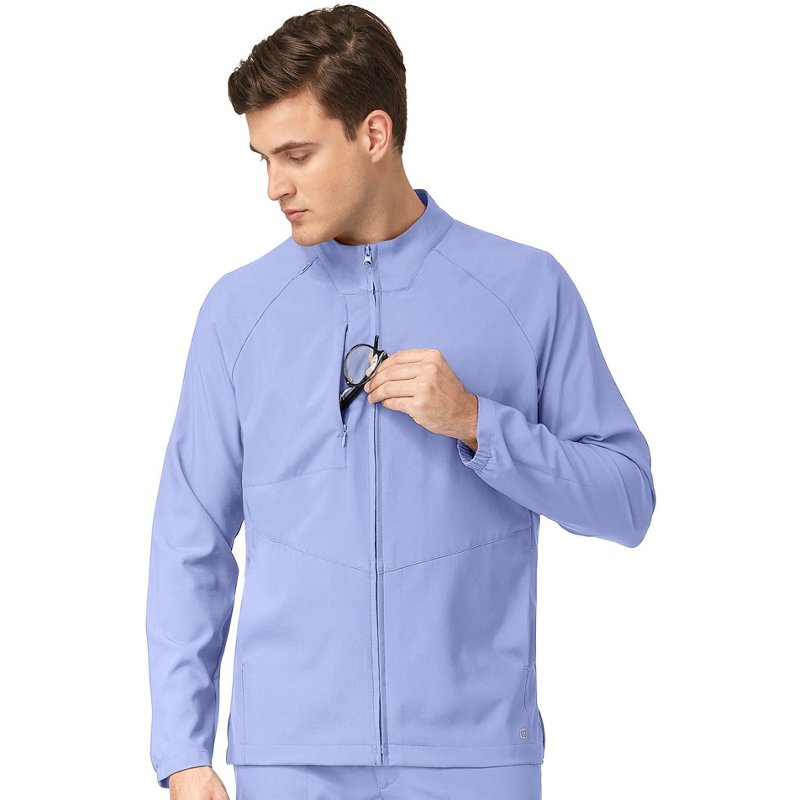 WonderWink Men's Zip Front Warm Up Scrub Jacket Mdblue, Medium - Men's Work Jackets at Academy Sports product image