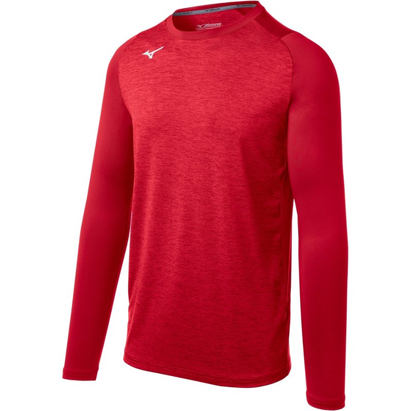 Mizuno Youth Boy's Mizuno Alpha Stretch Sleeve Crew, Size Medium, Red (1010)