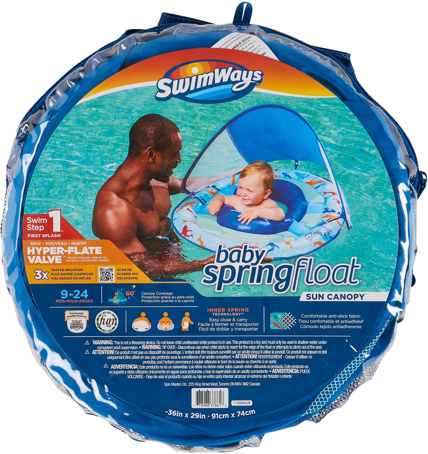 SwimWays Infants' Shark Spring Float Sun Canopy                                                                                  - view number 1 selected