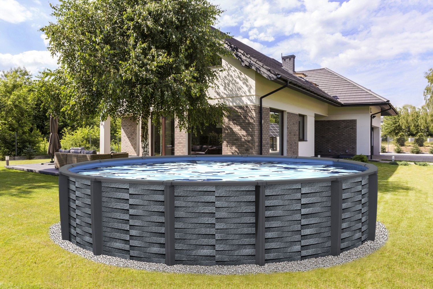 Blue Wave Affinity 24 ft Round Resin Top Rail Swimming Pool Package                                                              - view number 2