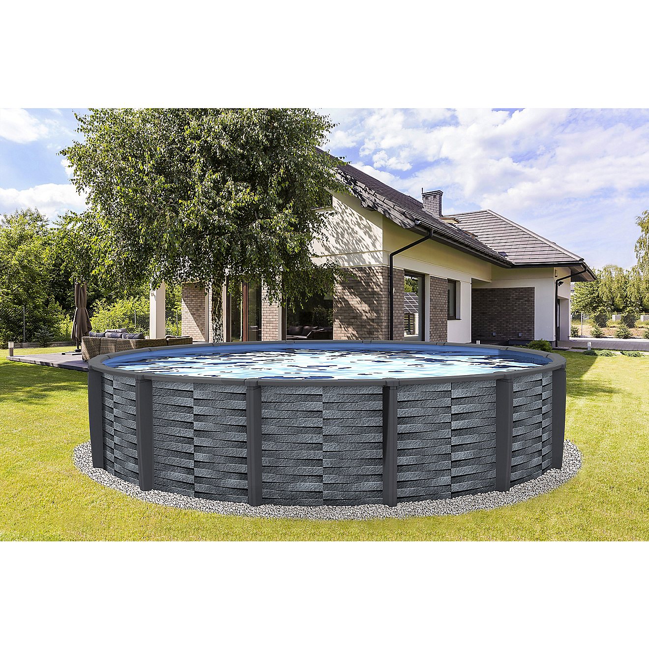 Blue Wave Affinity 24 ft Round Resin Top Rail Swimming Pool Package                                                              - view number 2
