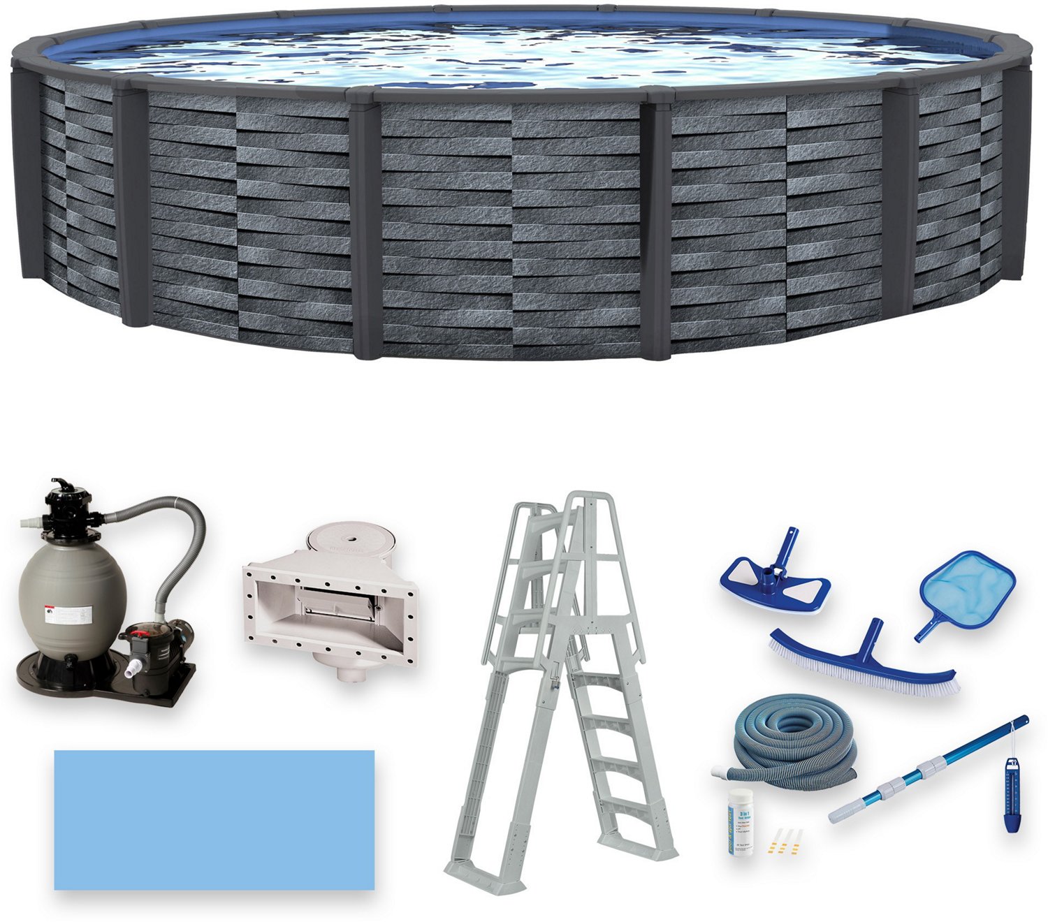 Blue Wave Affinity 24 ft Round Resin Top Rail Swimming Pool Package                                                              - view number 3