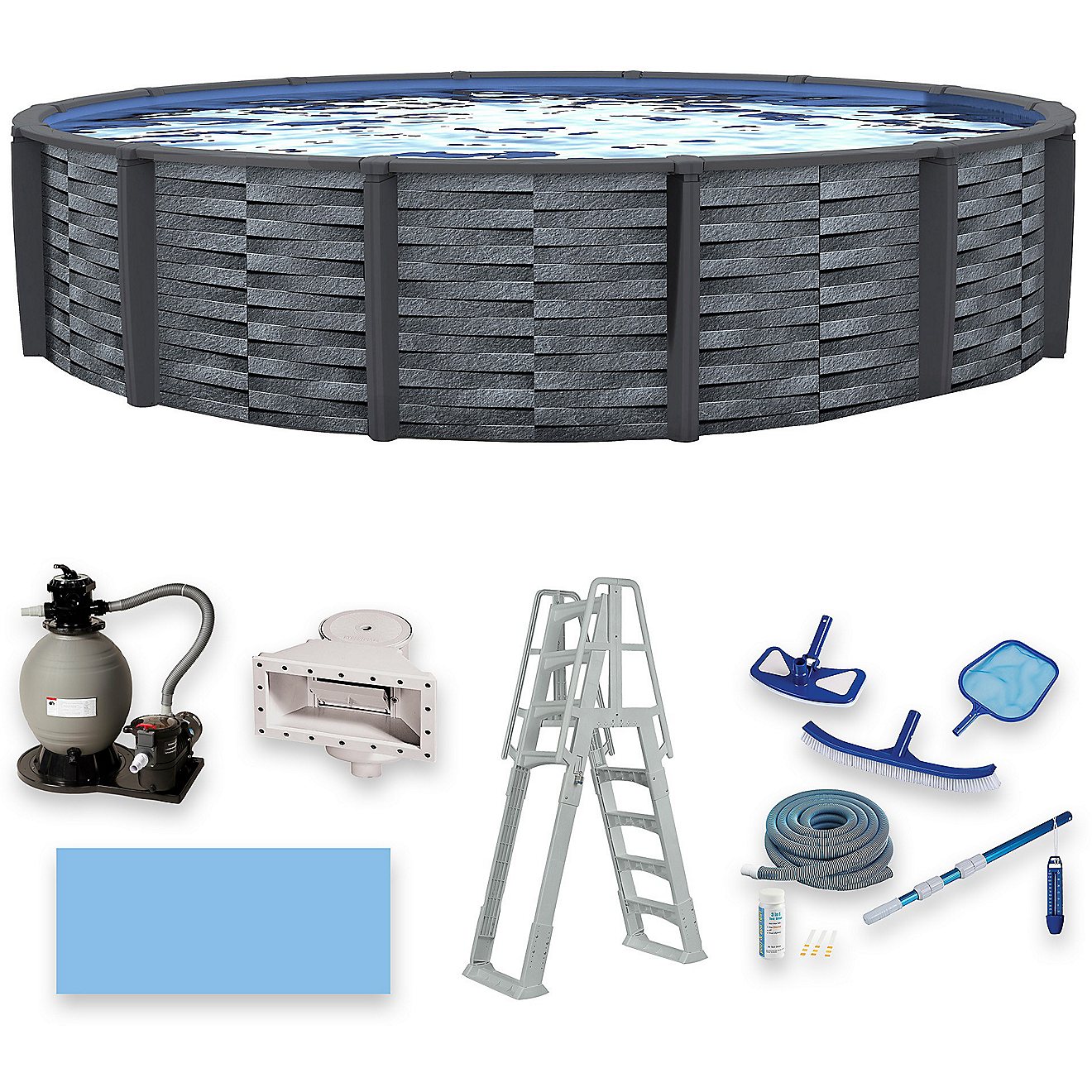 Blue Wave Affinity 24 ft Round Resin Top Rail Swimming Pool Package                                                              - view number 3