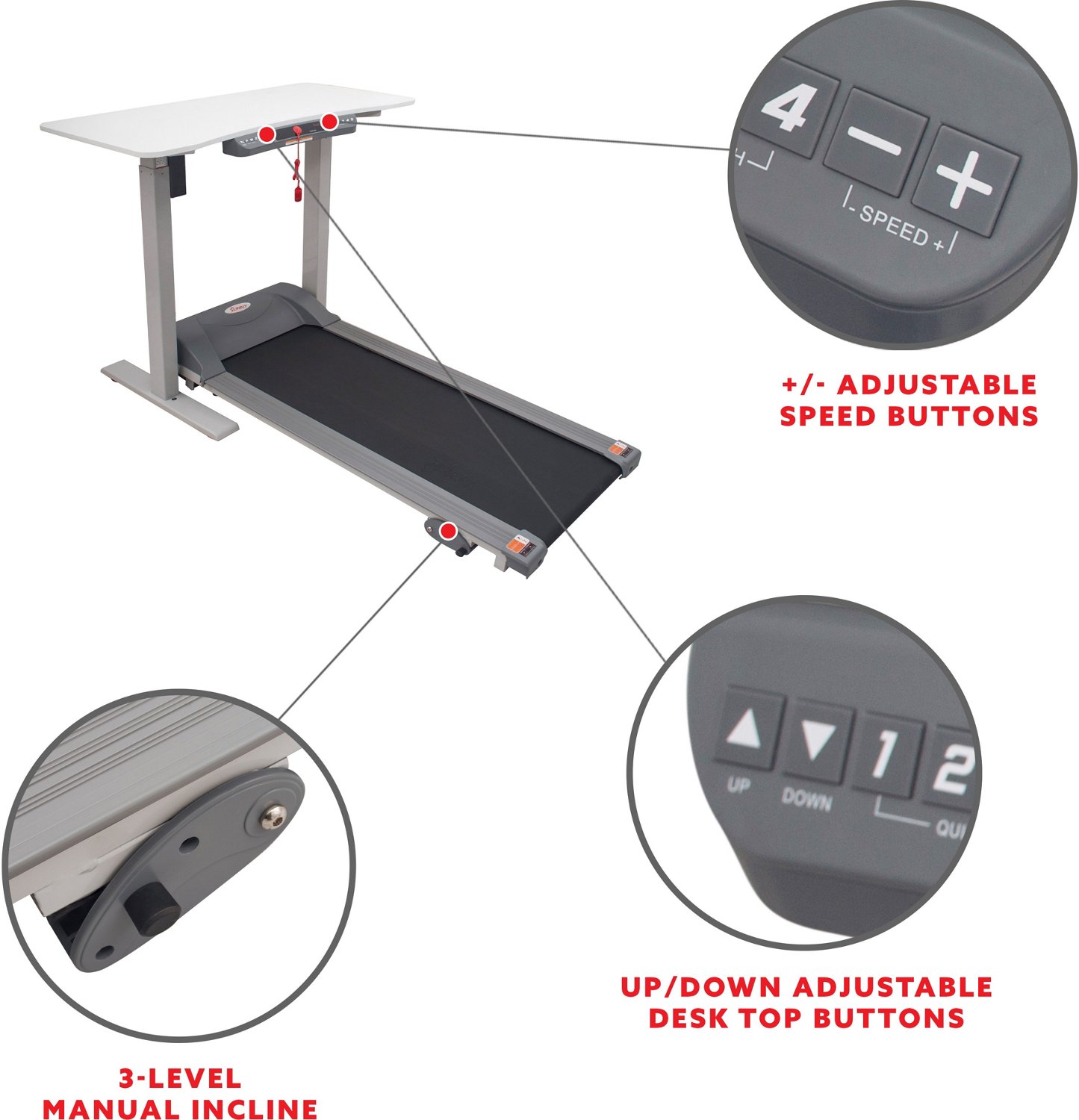 Sunny Health & Fitness Treadmill with Detachable Desk - view number 6