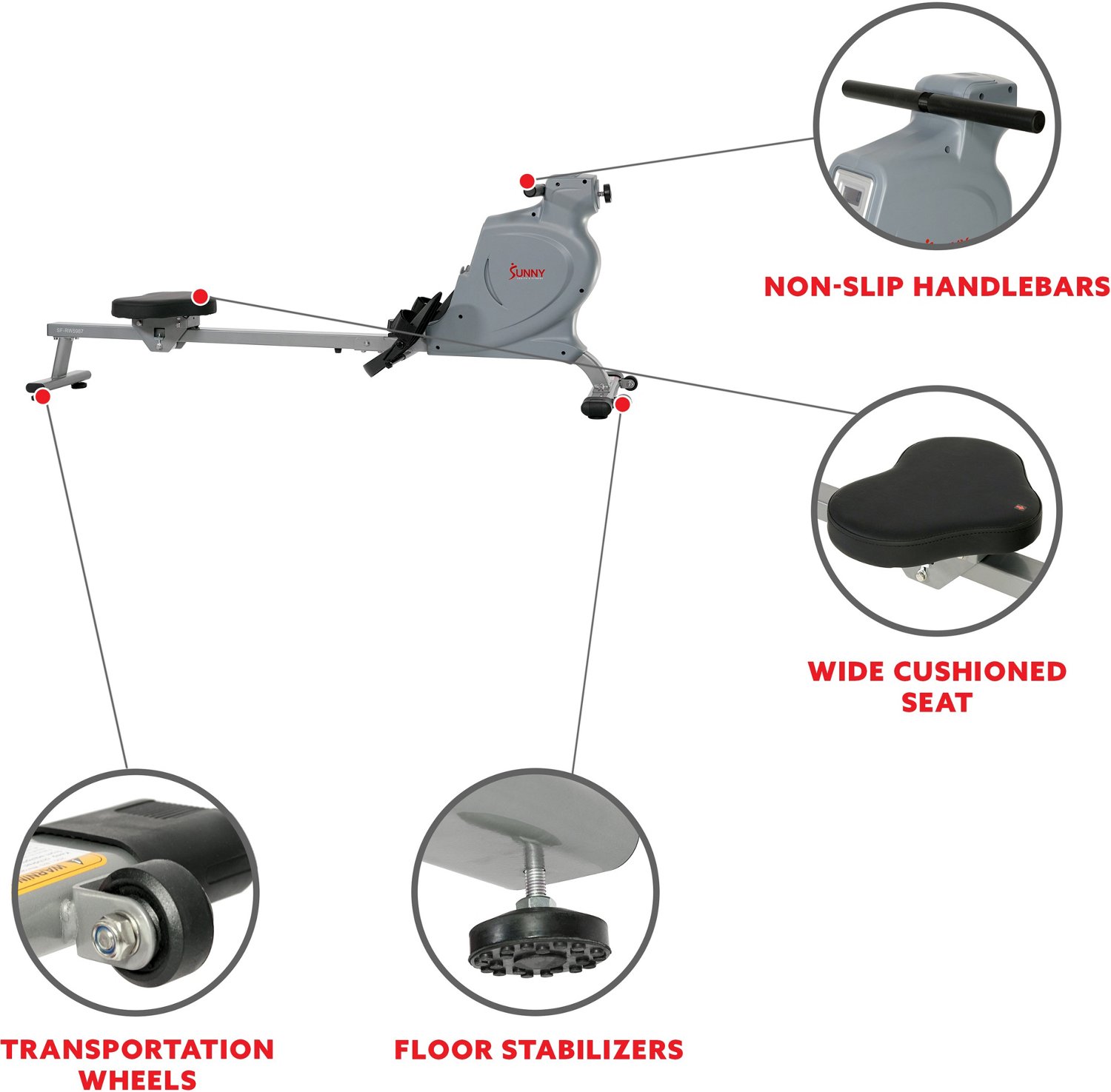 Sunny Health & Fitness Space Efficient Magnetic Rower                                                                            - view number 5