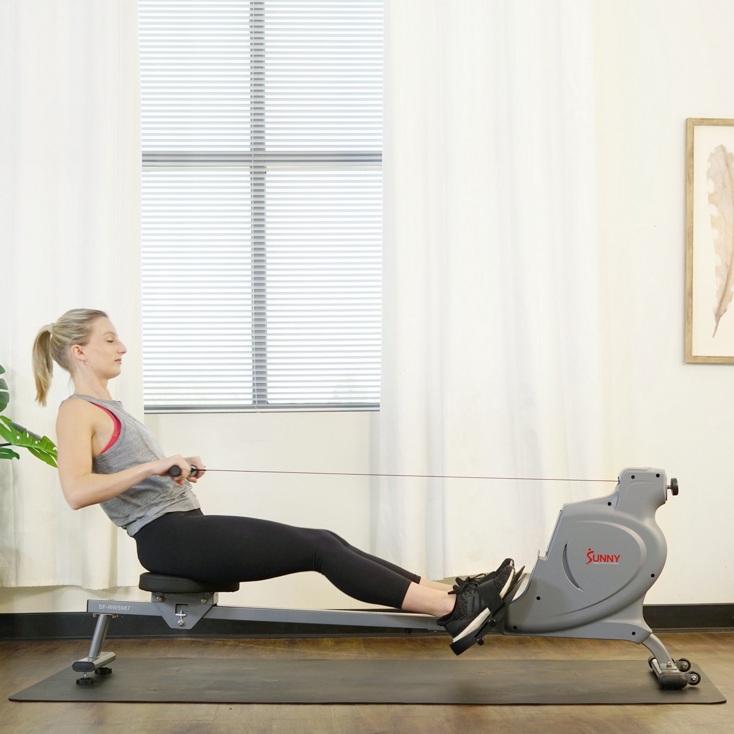 Sunny Health & Fitness Space Efficient Magnetic Rower | Academy