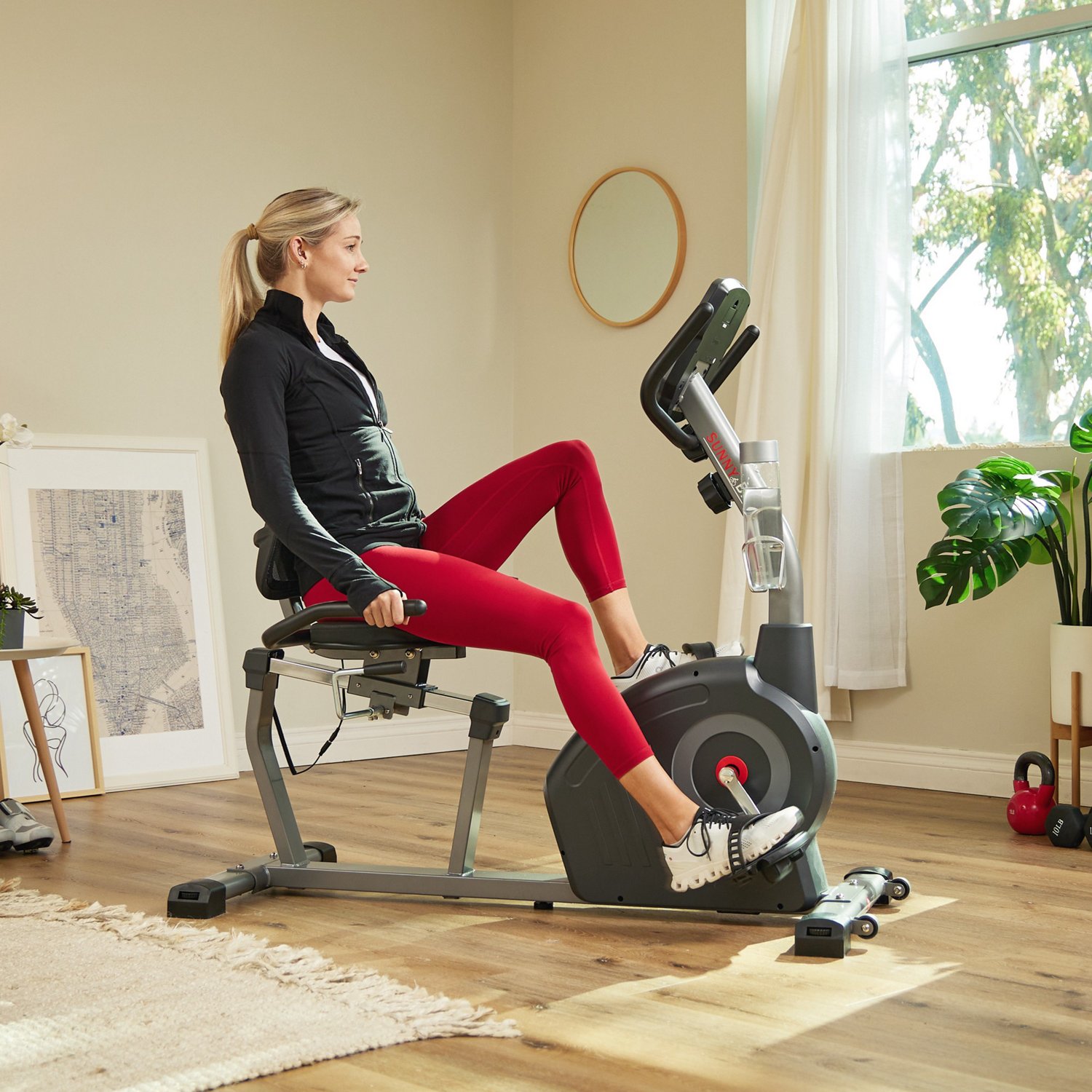 Sunny Health & Fitness Elite Interactive Series Magnetic Recumbent Bike