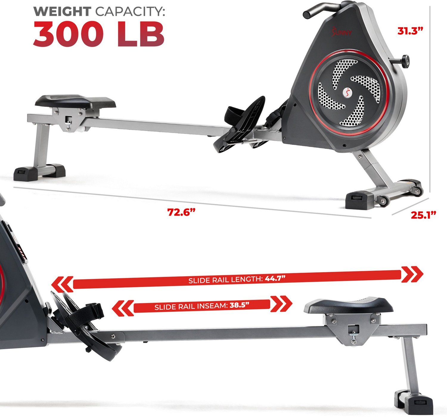 Sunny Health & Fitness Air+ Magnetic Rowing Machine - view number 3