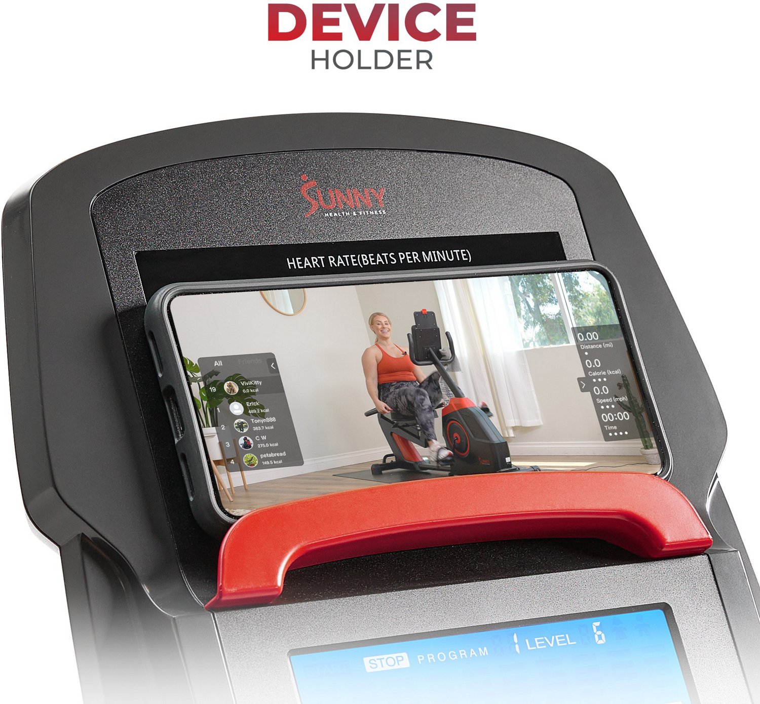 Sunny Health & Fitness Premium Magnetic Resistance Smart Recumbent Bike - view number 4