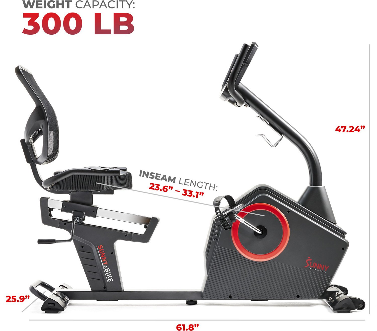 Sunny Health & Fitness Premium Magnetic Resistance Smart Recumbent Bike - view number 5