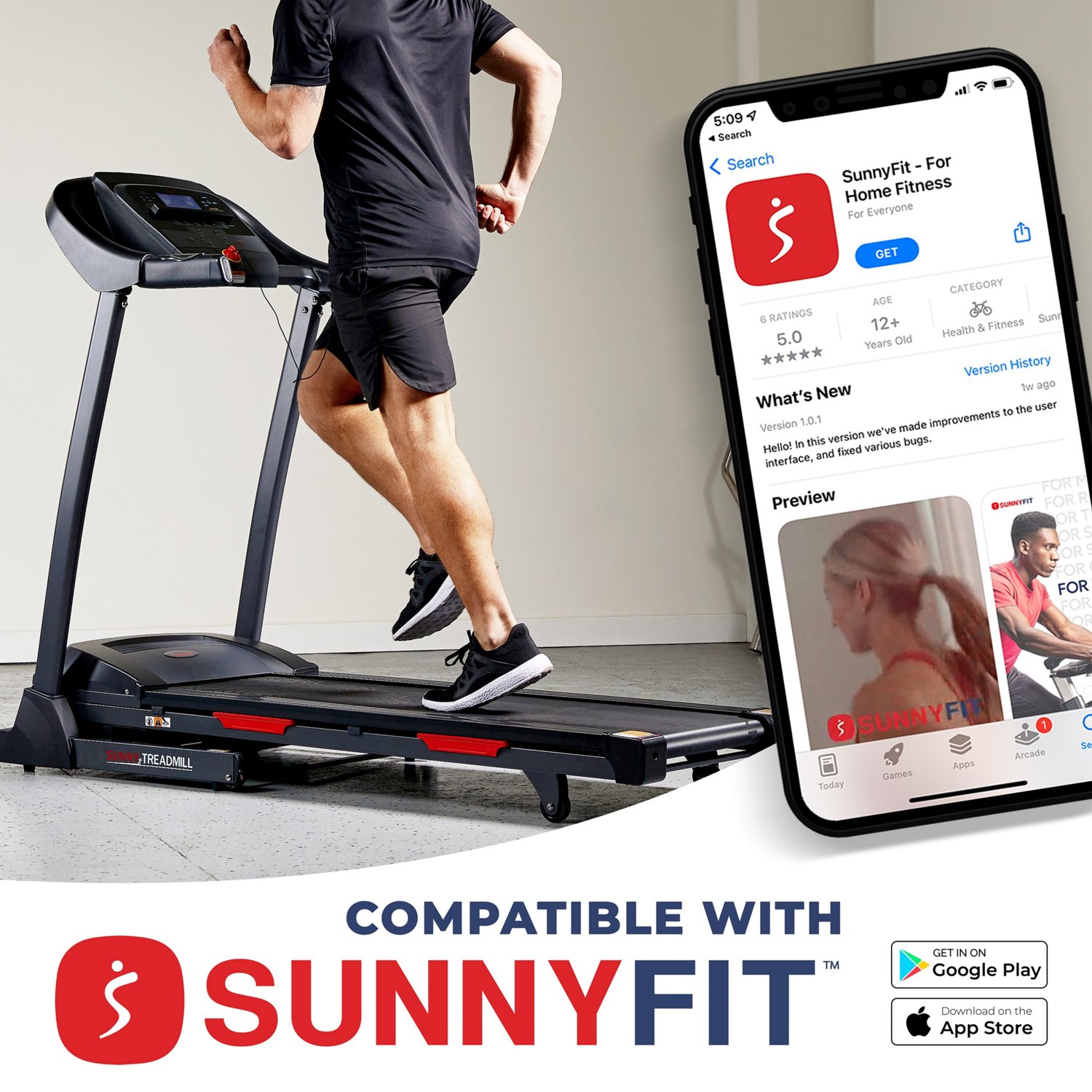 Sunny Health & Fitness Premium Folding Auto-Incline Smart Treadmill                                                              - view number 2