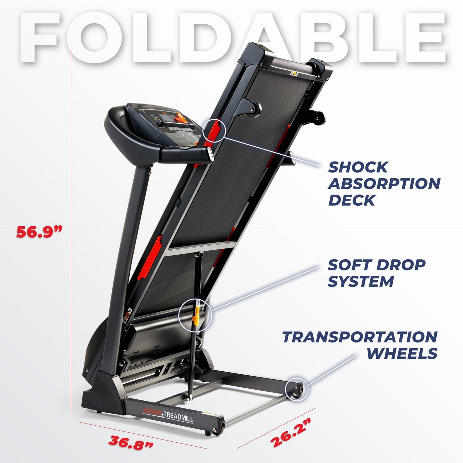 Sunny Health & Fitness Premium Folding Auto-Incline Smart Treadmill                                                              - view number 6