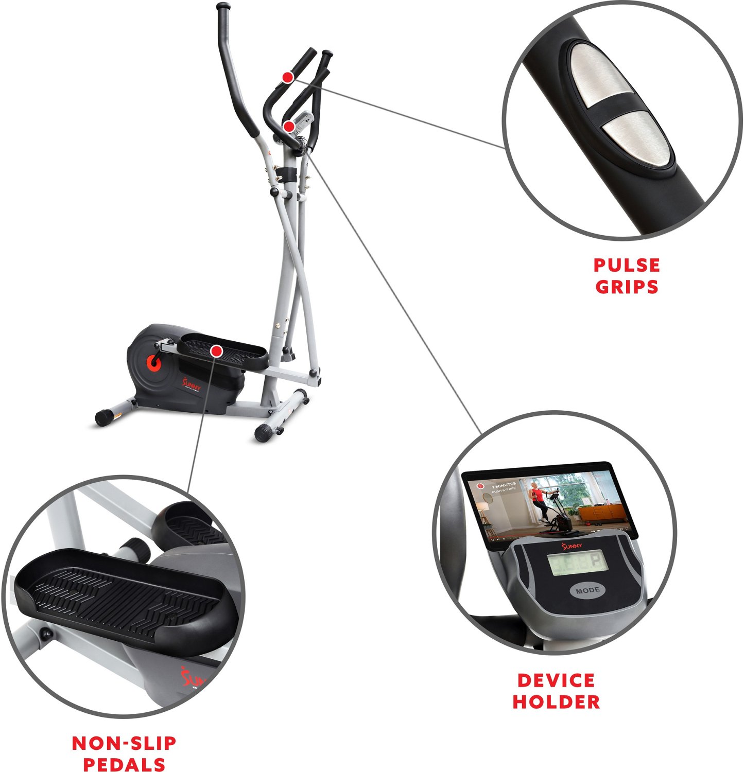 Sunny Health & Fitness Essentials Series Magnetic Smart Elliptical Trainer - view number 7