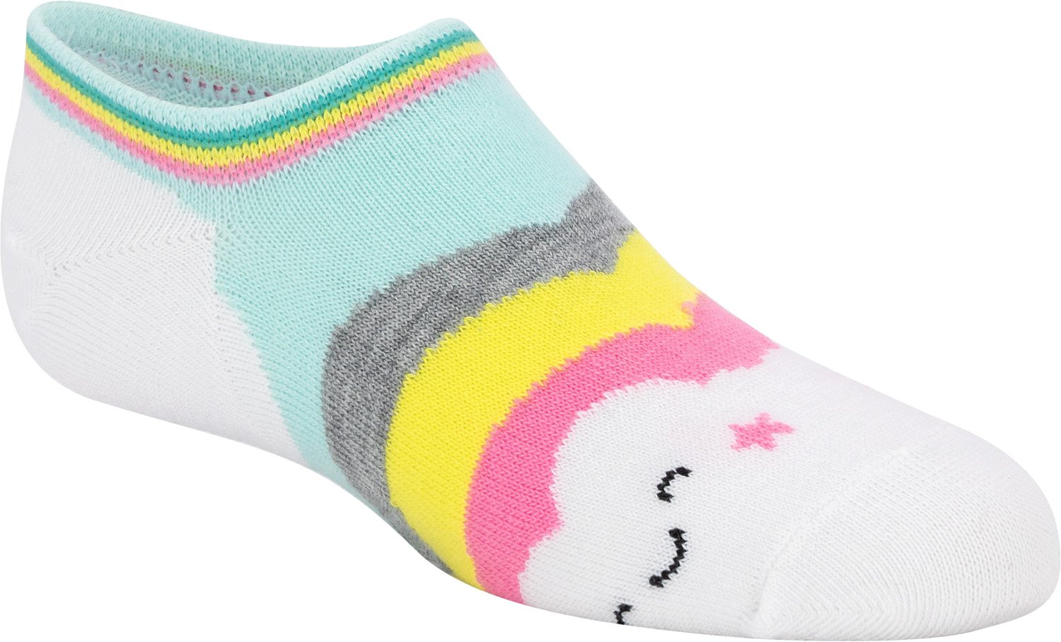 BCG Girls' Happy Rainbows Ultimate Hidden No Show Socks 6 Pack                                                                   - view number 2