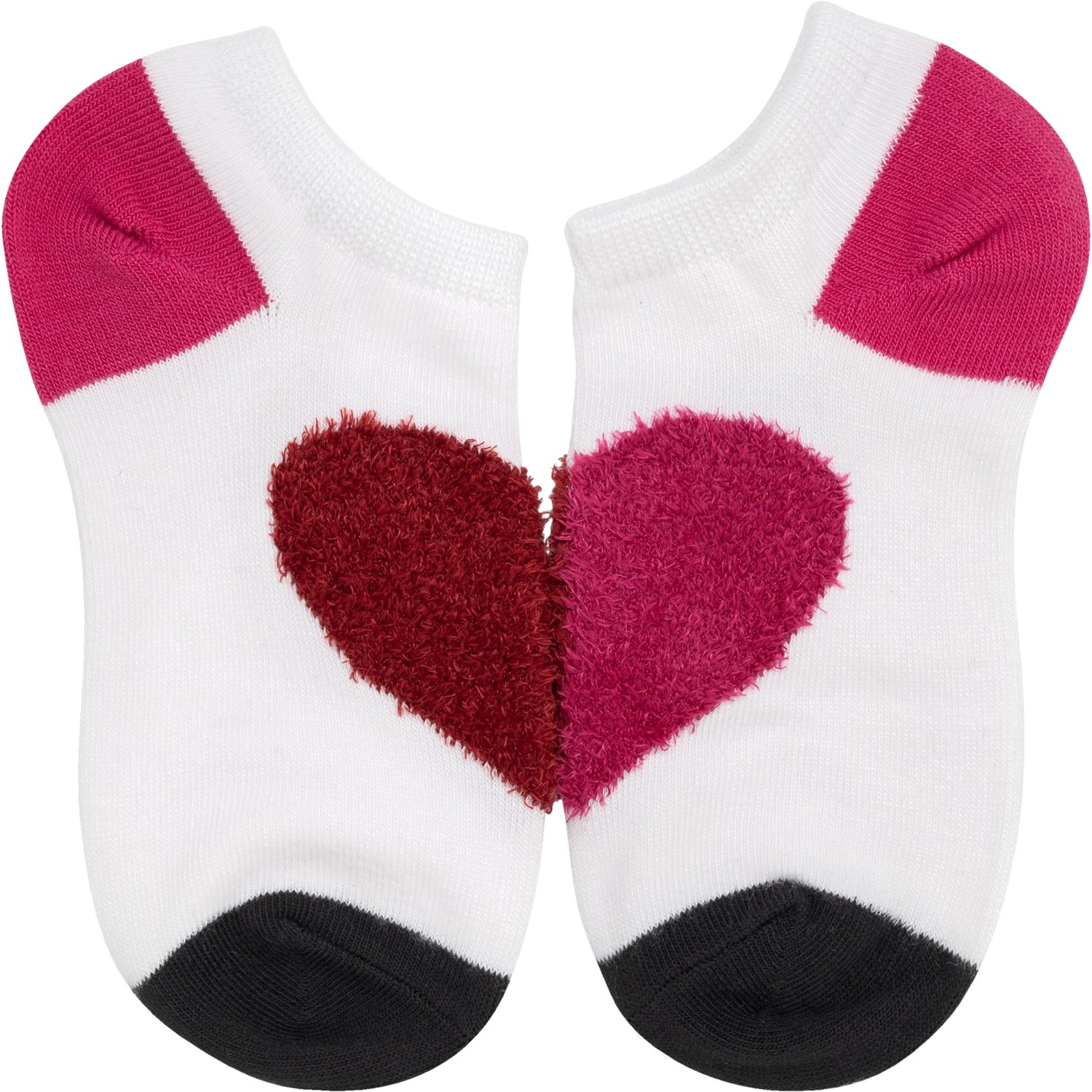 BCG Girls' Fuzzy Heart Love No Show Fashion Socks 6 Pack                                                                         - view number 3