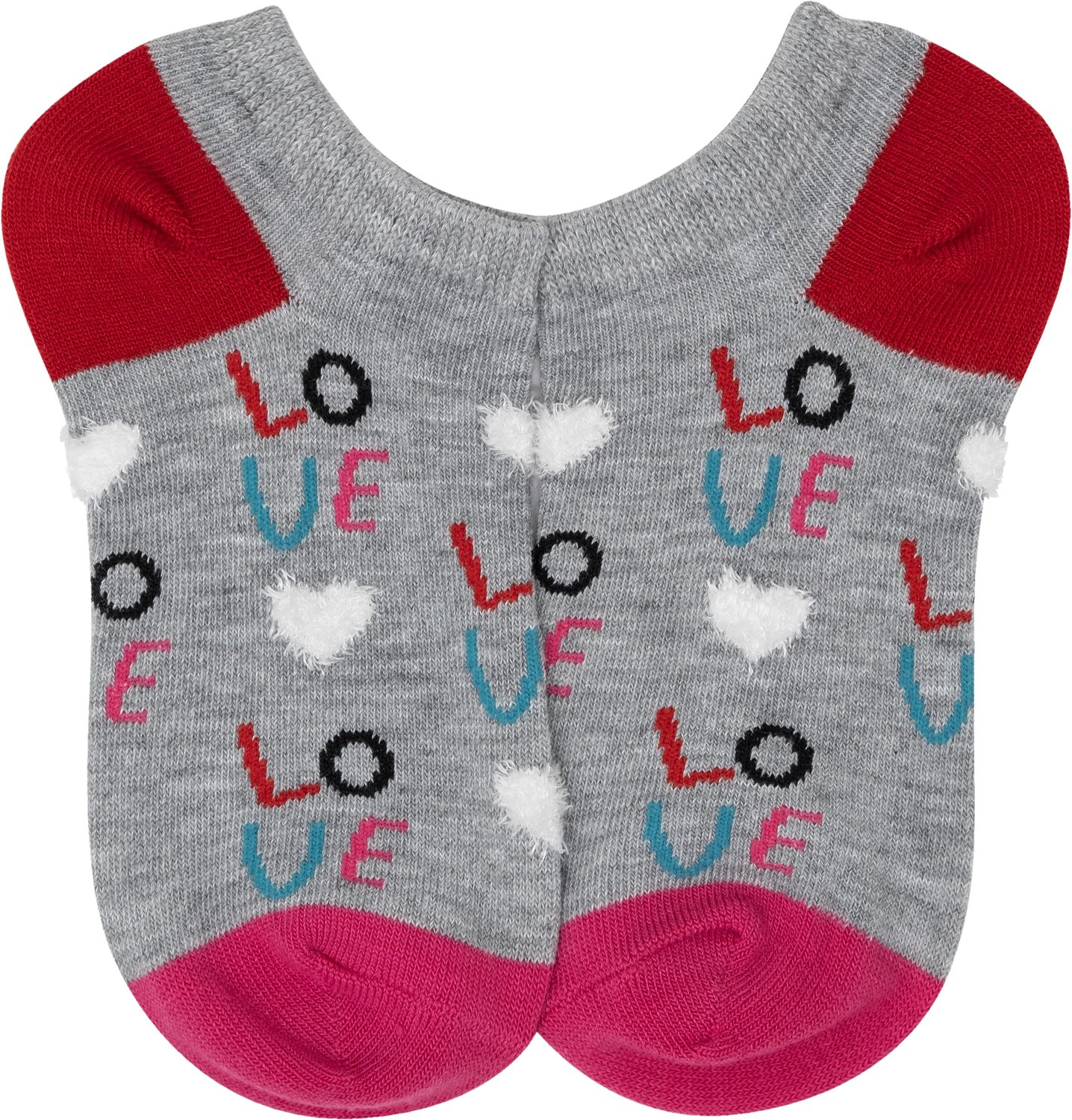 BCG Girls' Fuzzy Heart Love No Show Fashion Socks 6 Pack                                                                         - view number 4