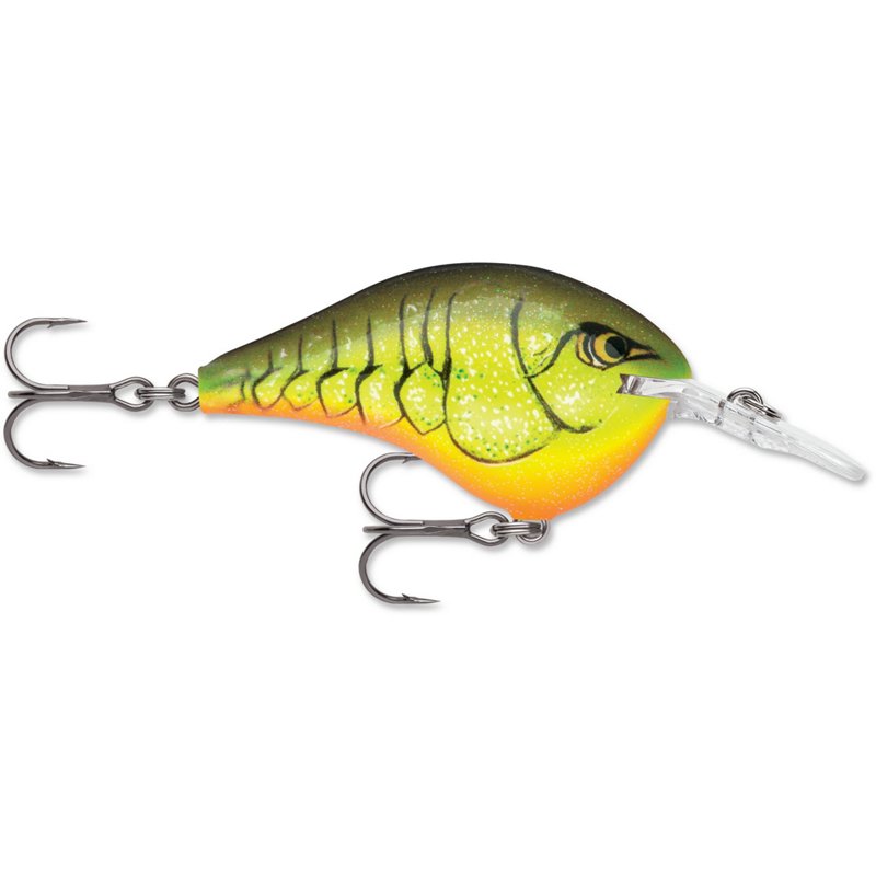 Rapala DT Dives-To Series Crankbait - Chartreuse Rootbeer Crawdad - 2″ - 3/8 oz. - 6'