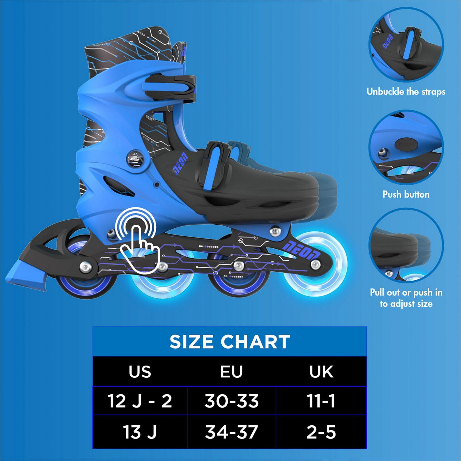 Yvolution Boys' Neon LED Adjustable In-Line Skates                                                                               - view number 6