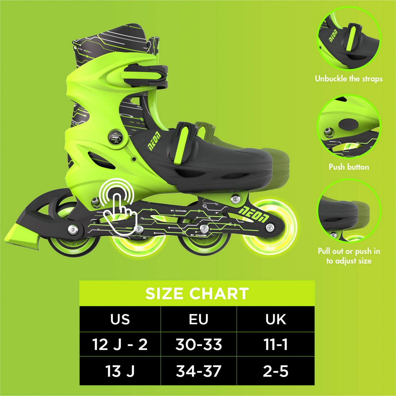 Yvolution Boys' Neon LED Adjustable In-Line Skates                                                                               - view number 6