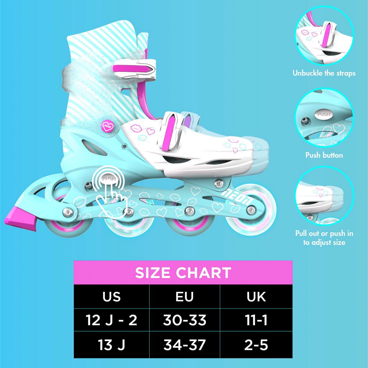 Yvolution Girls' Neon LED Adjustable In-Line Skates - view number 6