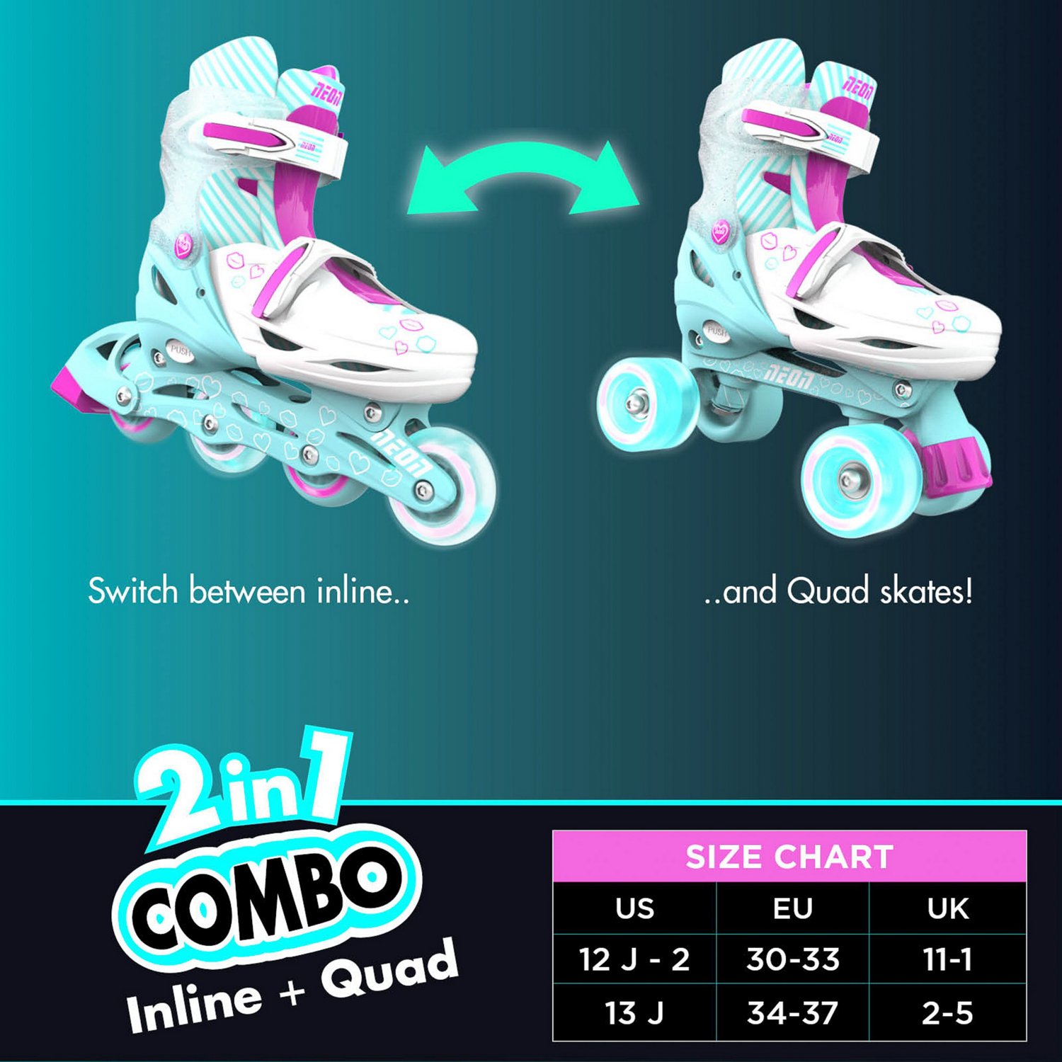 Yvolution Girls' Neon Combo Adjustable Skates | Academy