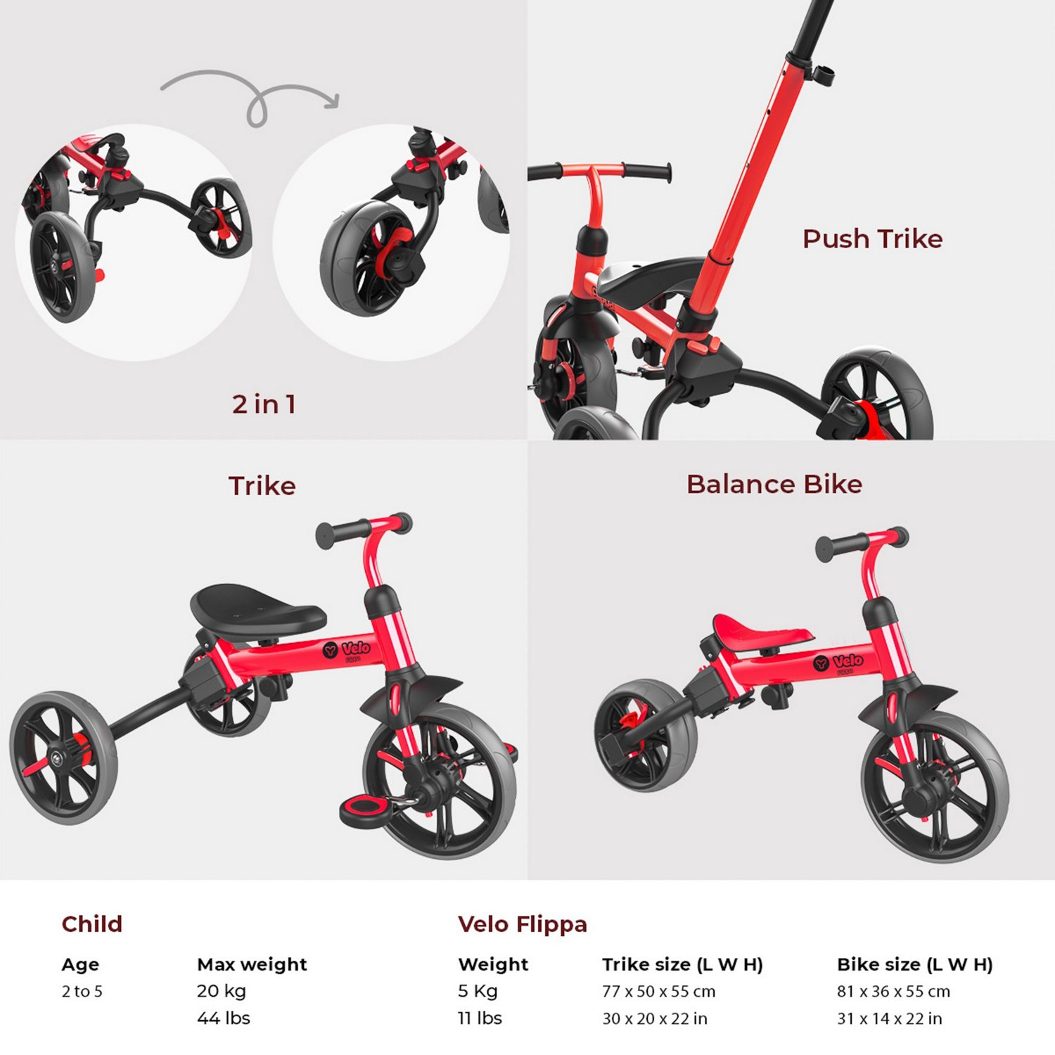 Yvolution Toddlers' Velo Flippa 4-in-1 Trike to Balance Bike                                                                     - view number 5