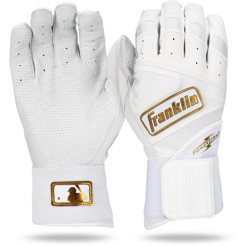 Franklin Adult MLB Infinite Series Power Strap Batting Gloves White/Gold, Large - Batting Gloves at Academy Sports