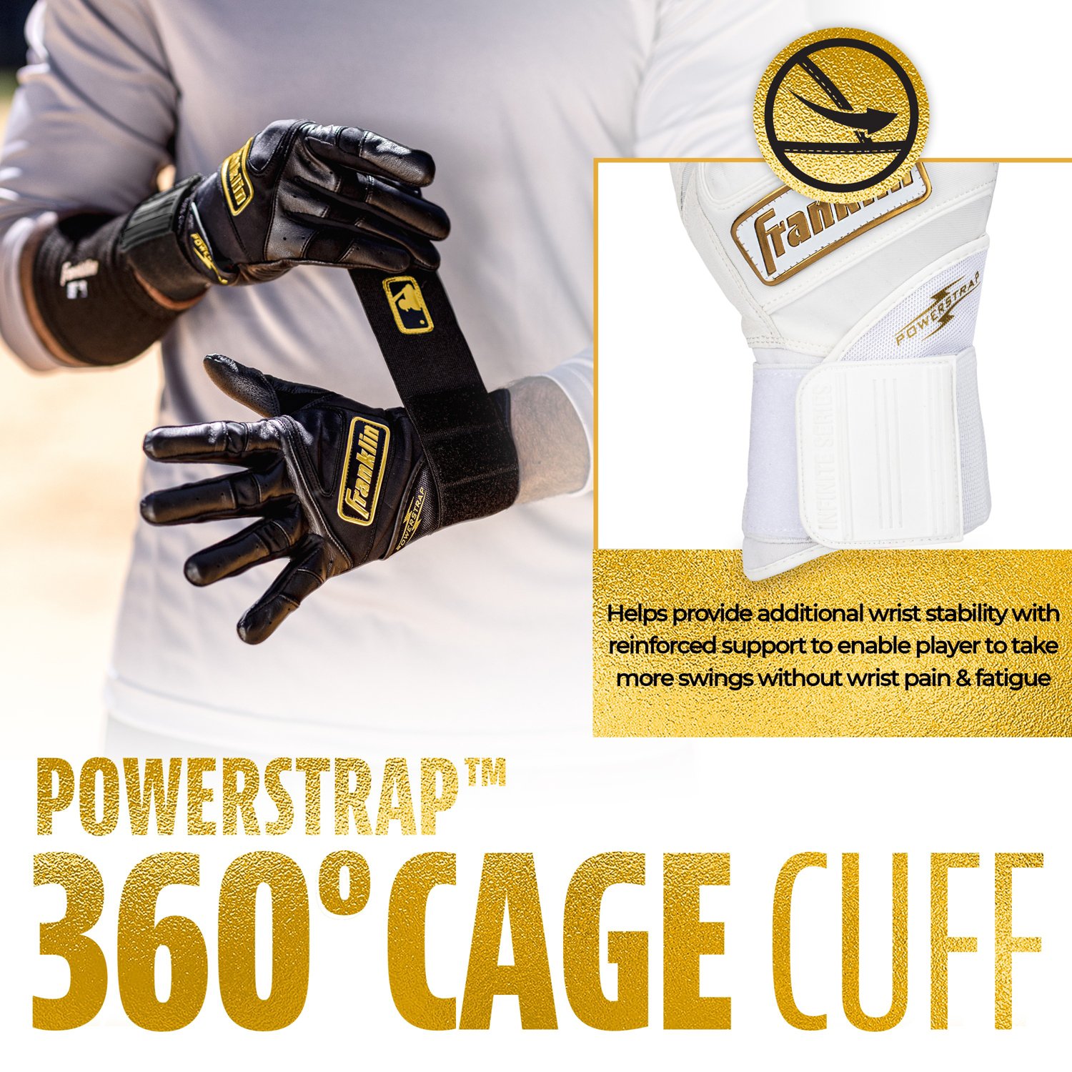 Franklin Adult MLB Infinite Series Power Strap Batting Gloves                                                                    - view number 5