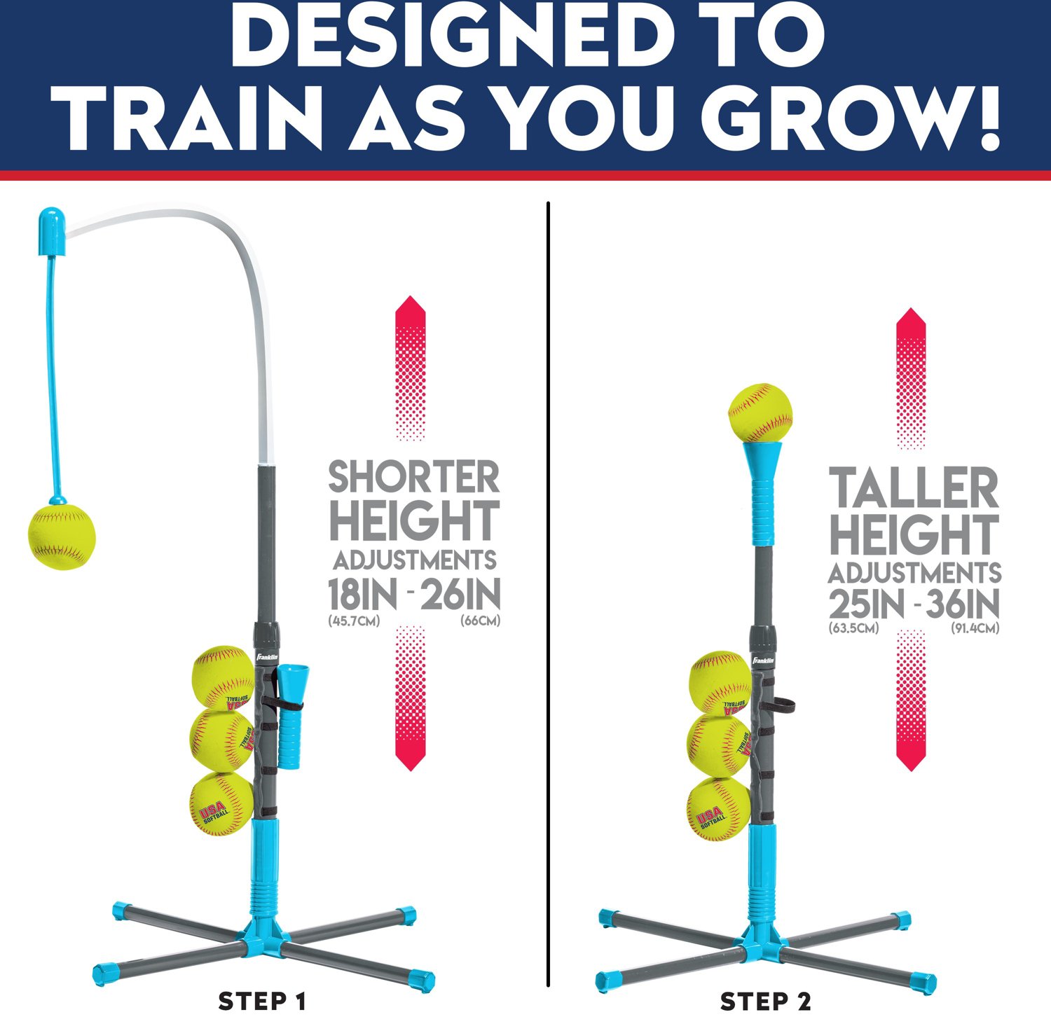 Franklin Kids' USA Softball 2in1 GrowwithMe Batting Tee Academy