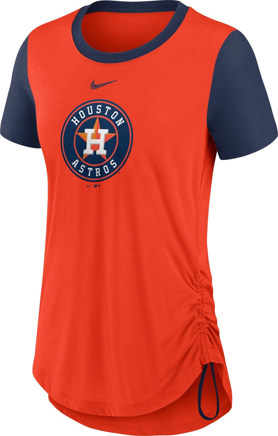 Nike Women's Houston Astros Swoosh Side Cinch Fashion T-shirt