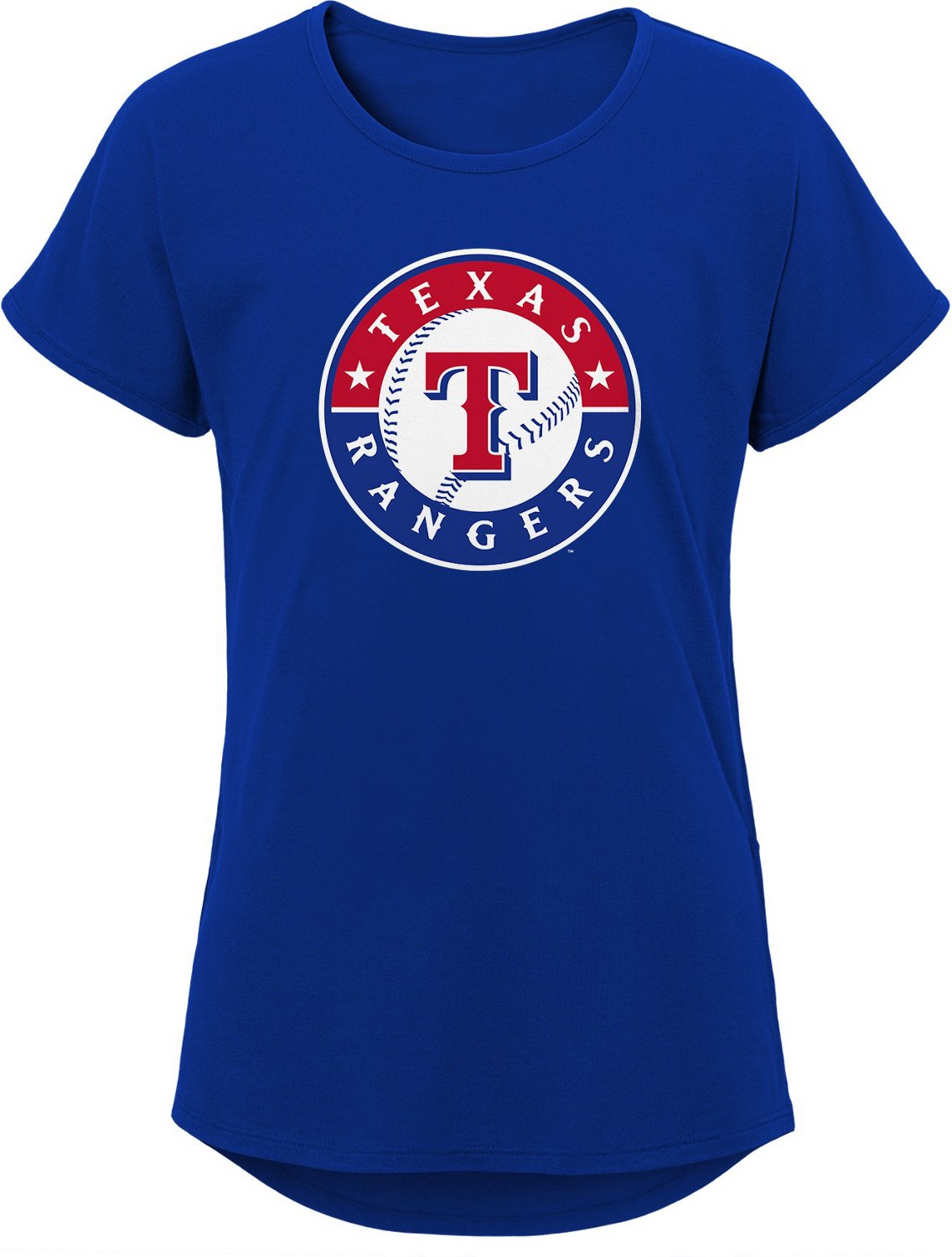 Outerstuff Girls' Texas Rangers Primary Logo Dolman T-shirt
