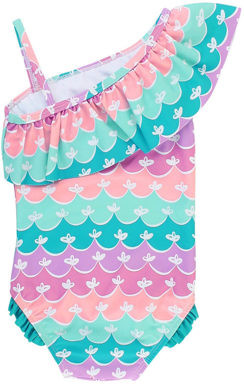 RuffleButts Girls' Mermaid One Shoulder Ruffle One Piece Swimsuit - view number 2