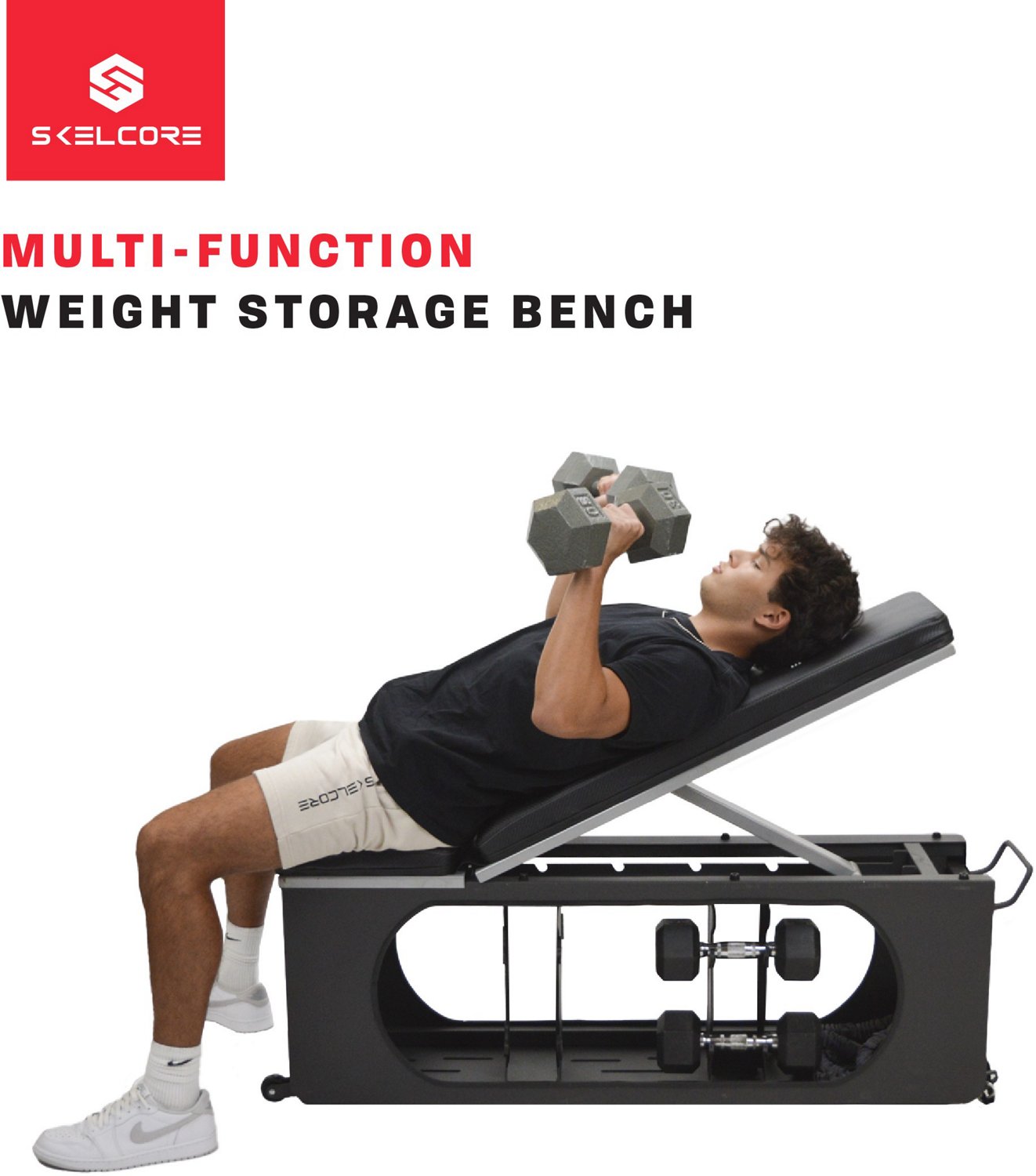 Weight bench with online storage