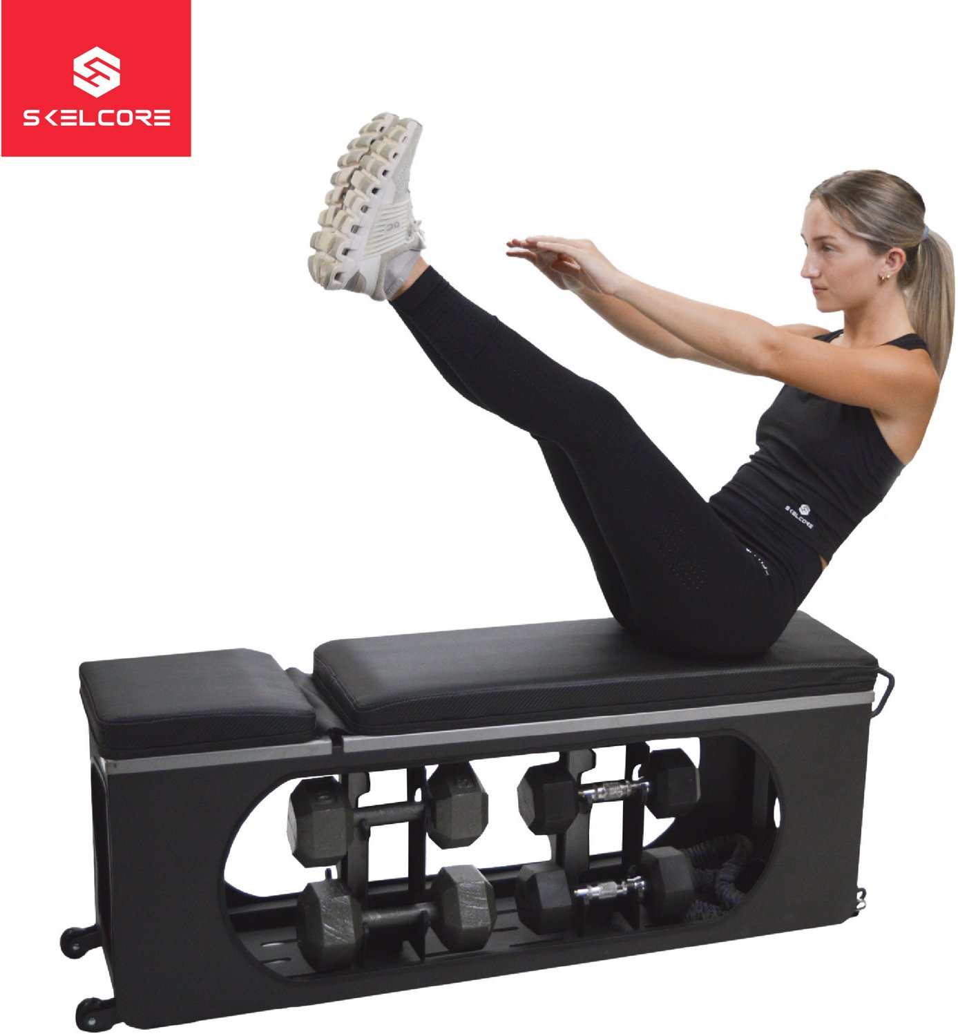 Exercise bench with discount storage