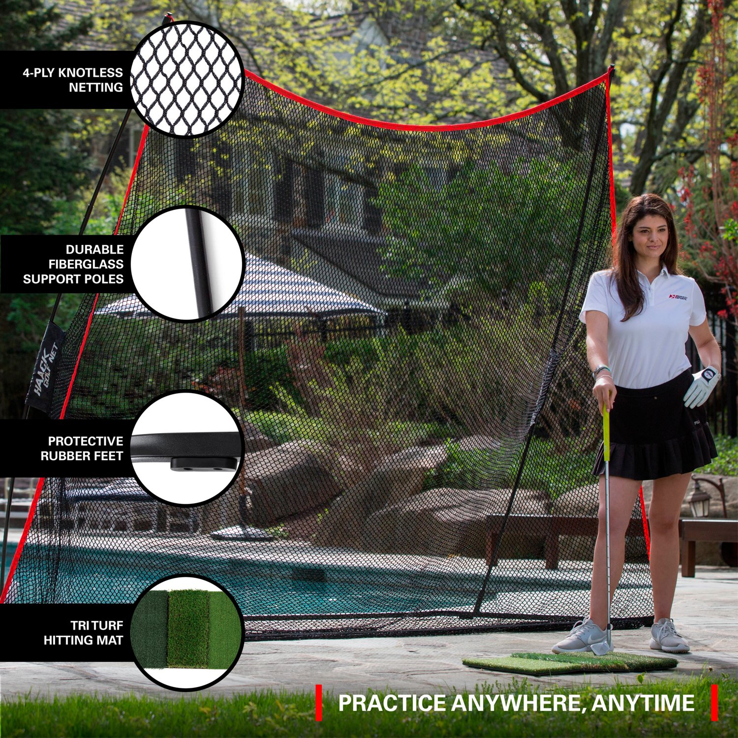 Rukket Sports 10x7ft Haack Golf Net with TriTurf Mat Academy