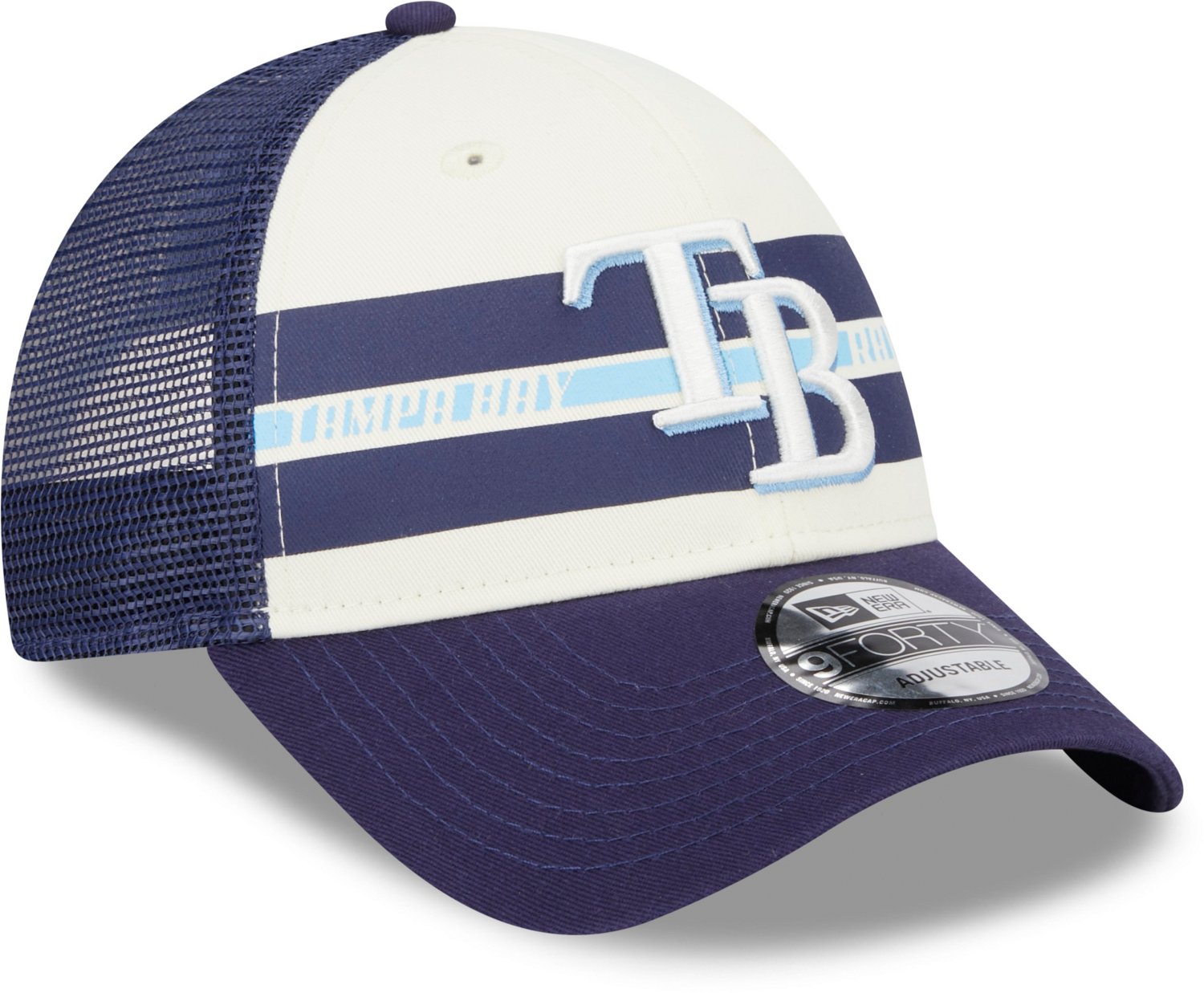 New Era Men's Tampa Bay Rays Team Stripes 9FORTY Cap - view number 3